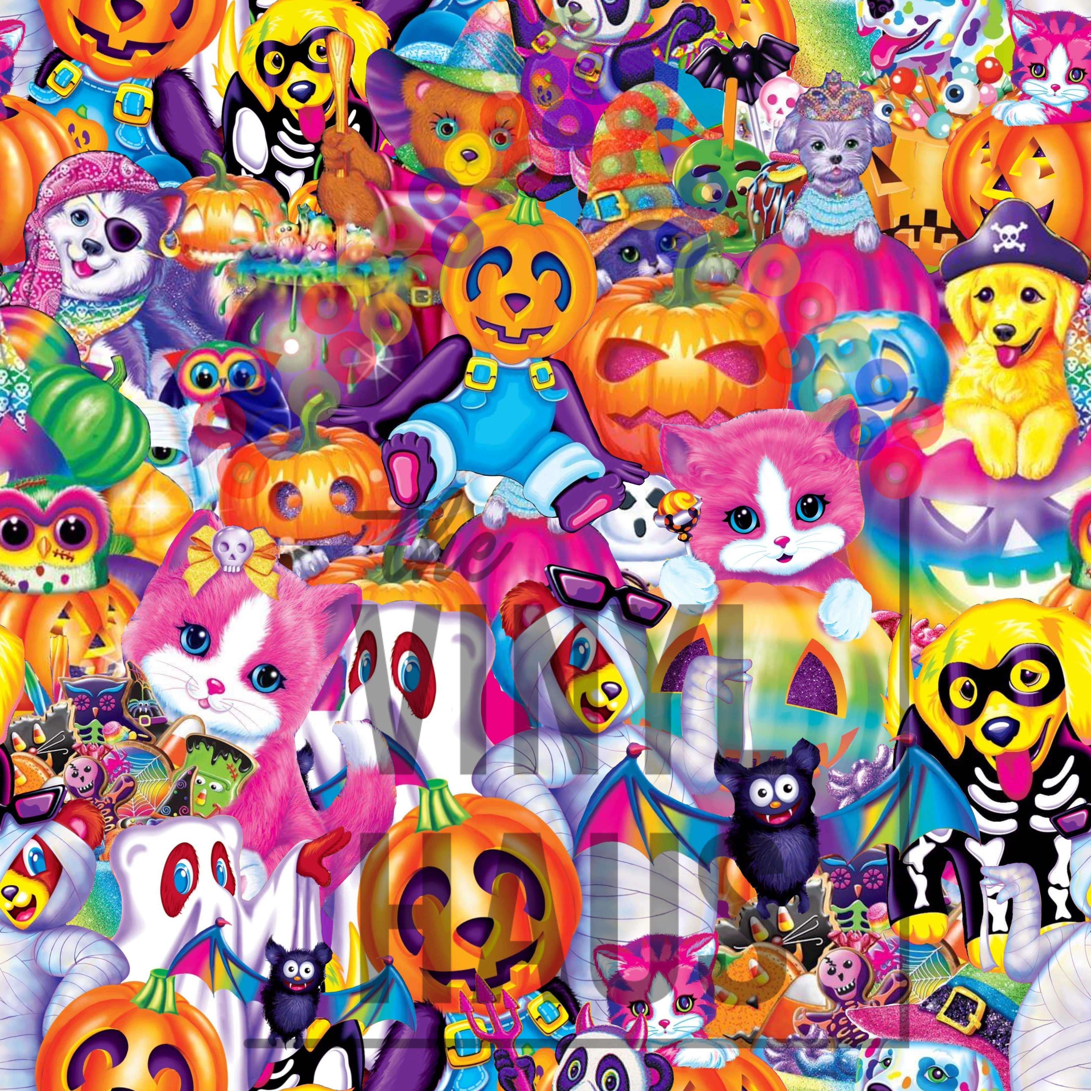 90s Lisa Frank Halloween Pattern Vinyl 12" x 12" - The Vinyl Haus Main image