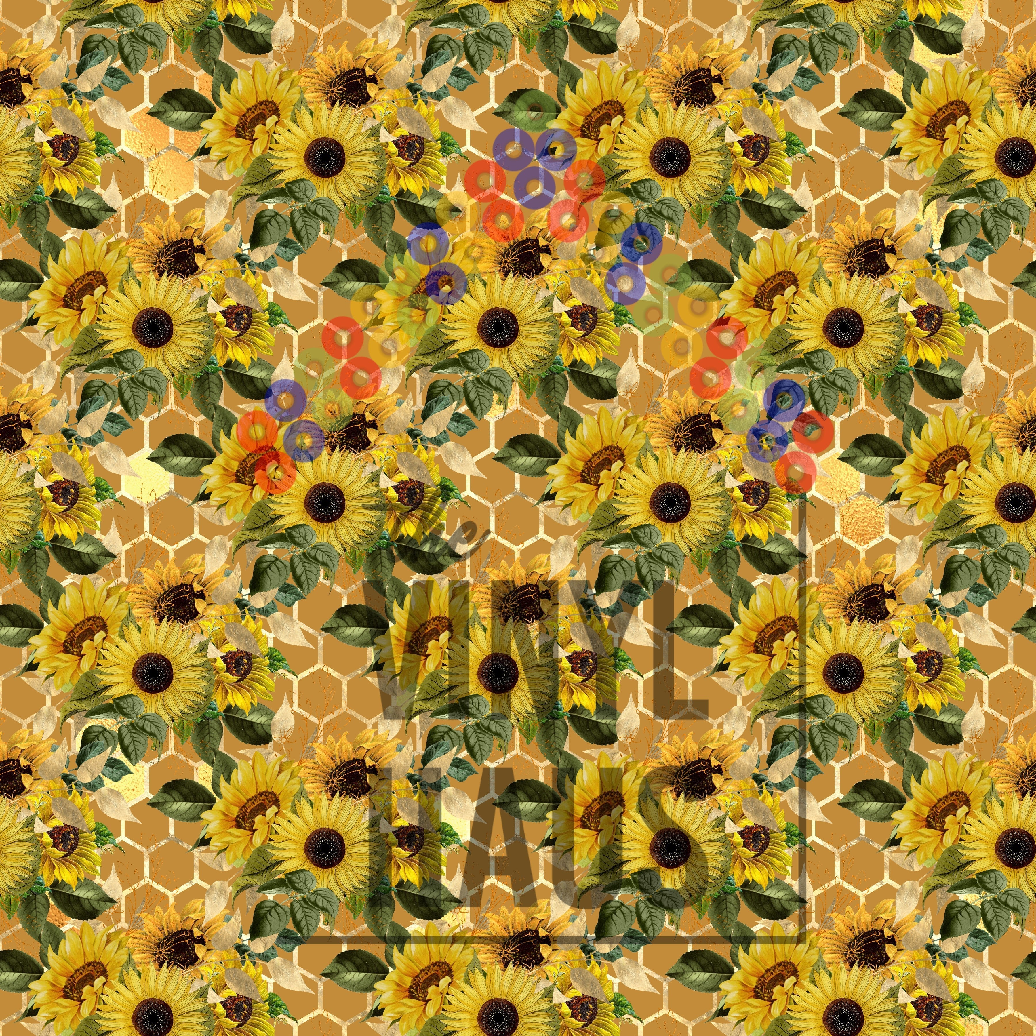 Sunflower and Brown Honeycomb Pattern Vinyl 12" x 12" - The Vinyl Haus Main image