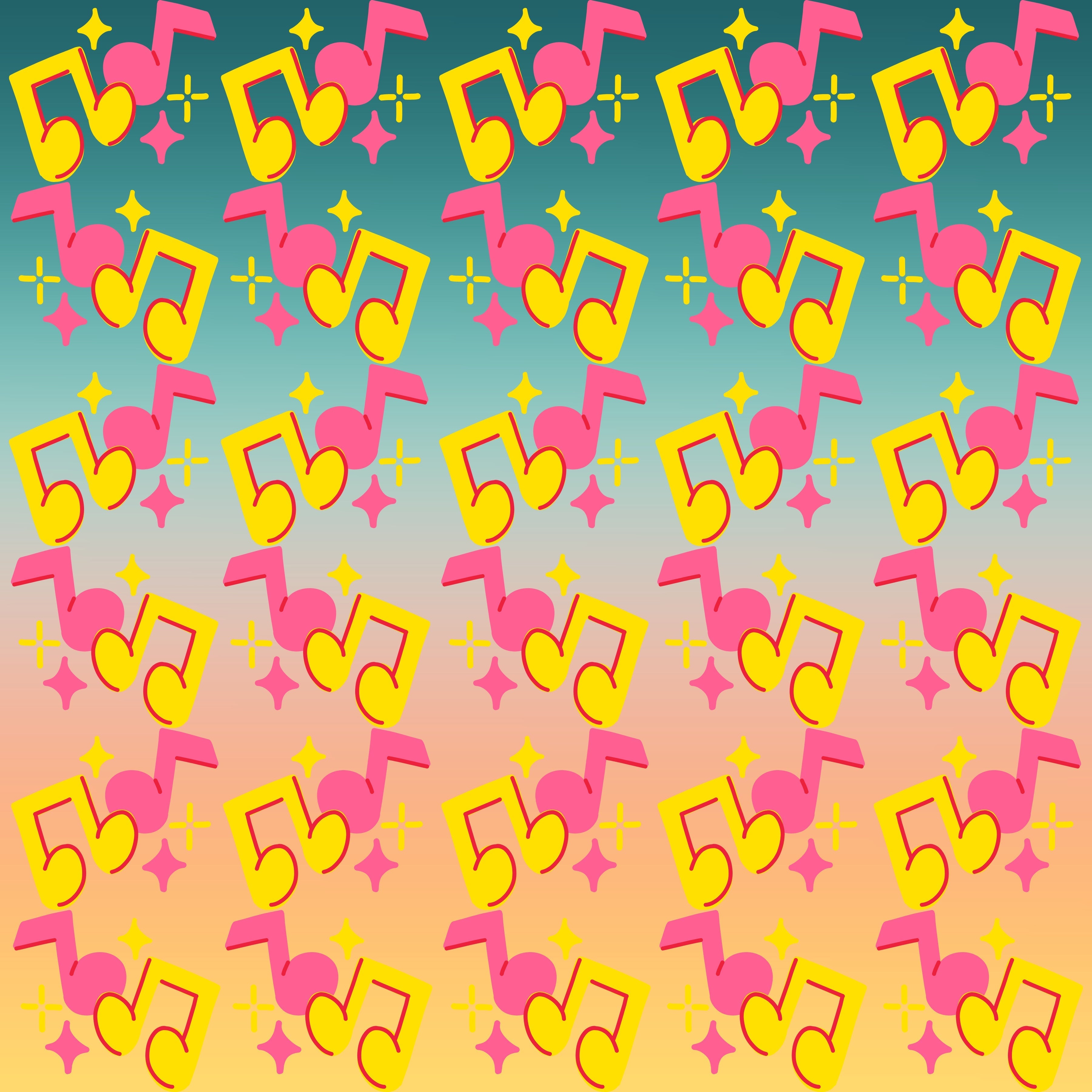 Neon Music Notes Pattern Vinyl 12" x 12" - The Vinyl Haus