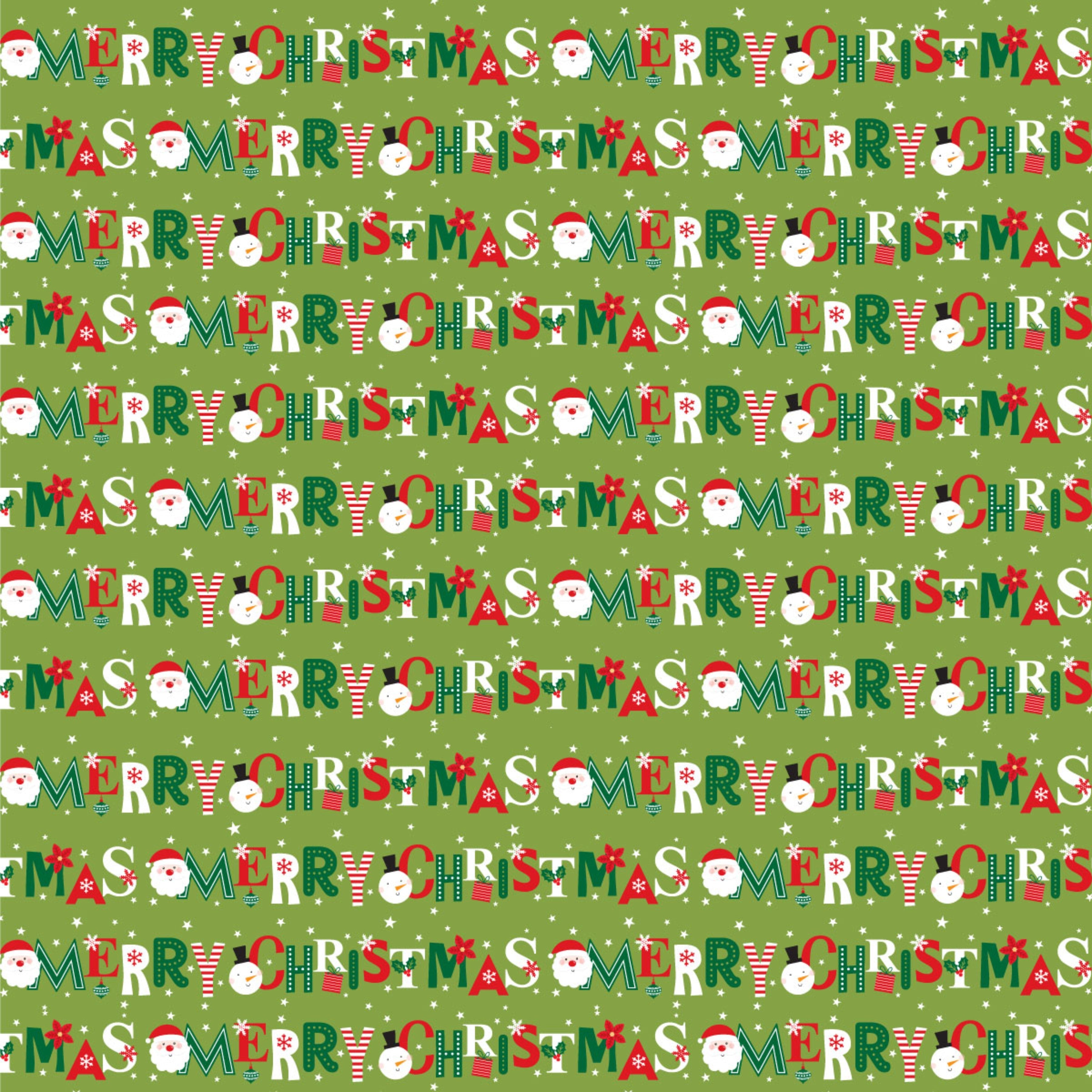 Merry Christmas Green Background Pattern Vinyl 12" x 12" - The Vinyl Haus