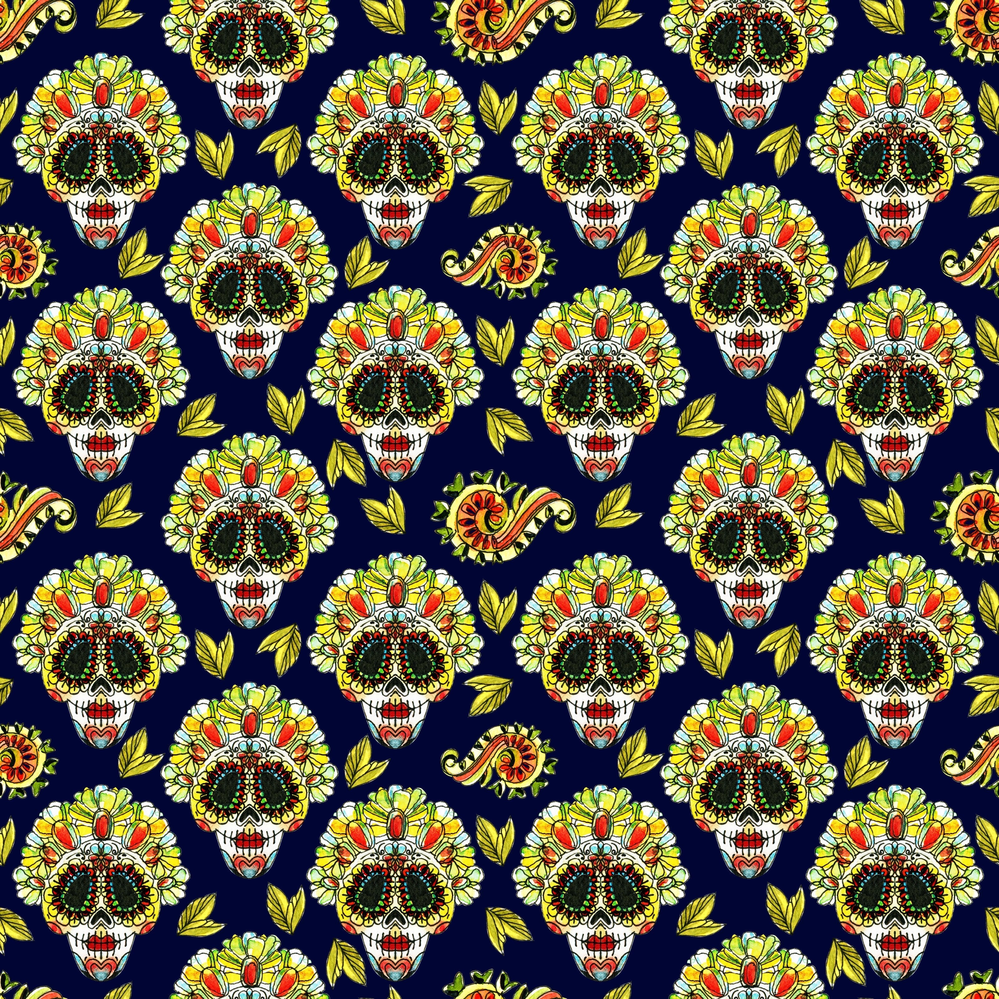 Sugar Skulls and Flowers Pattern Vinyl 12" x 12" - The Vinyl Haus