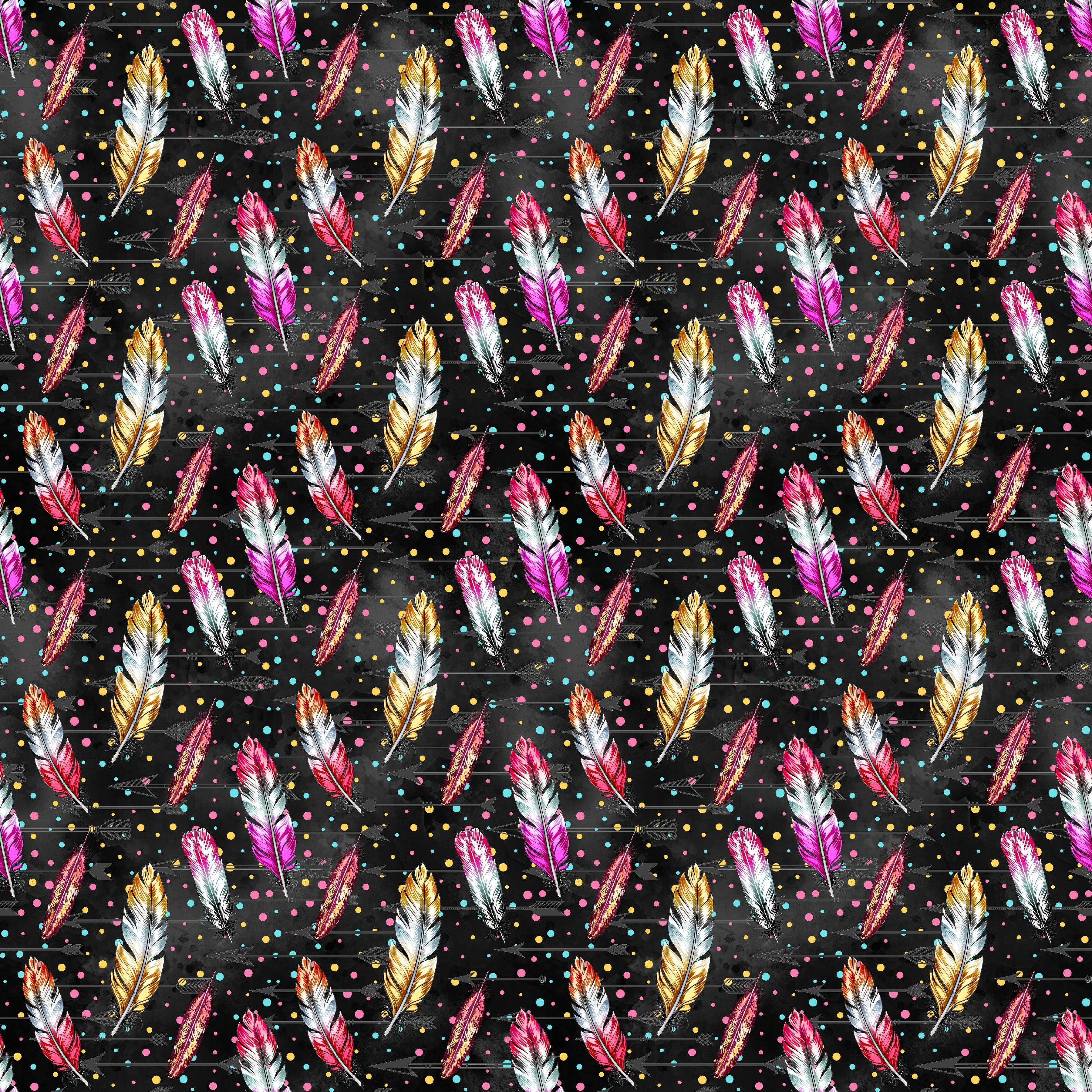 Boho Feathers and Polka Dots Pattern Vinyl 12" x 12" - The Vinyl Haus