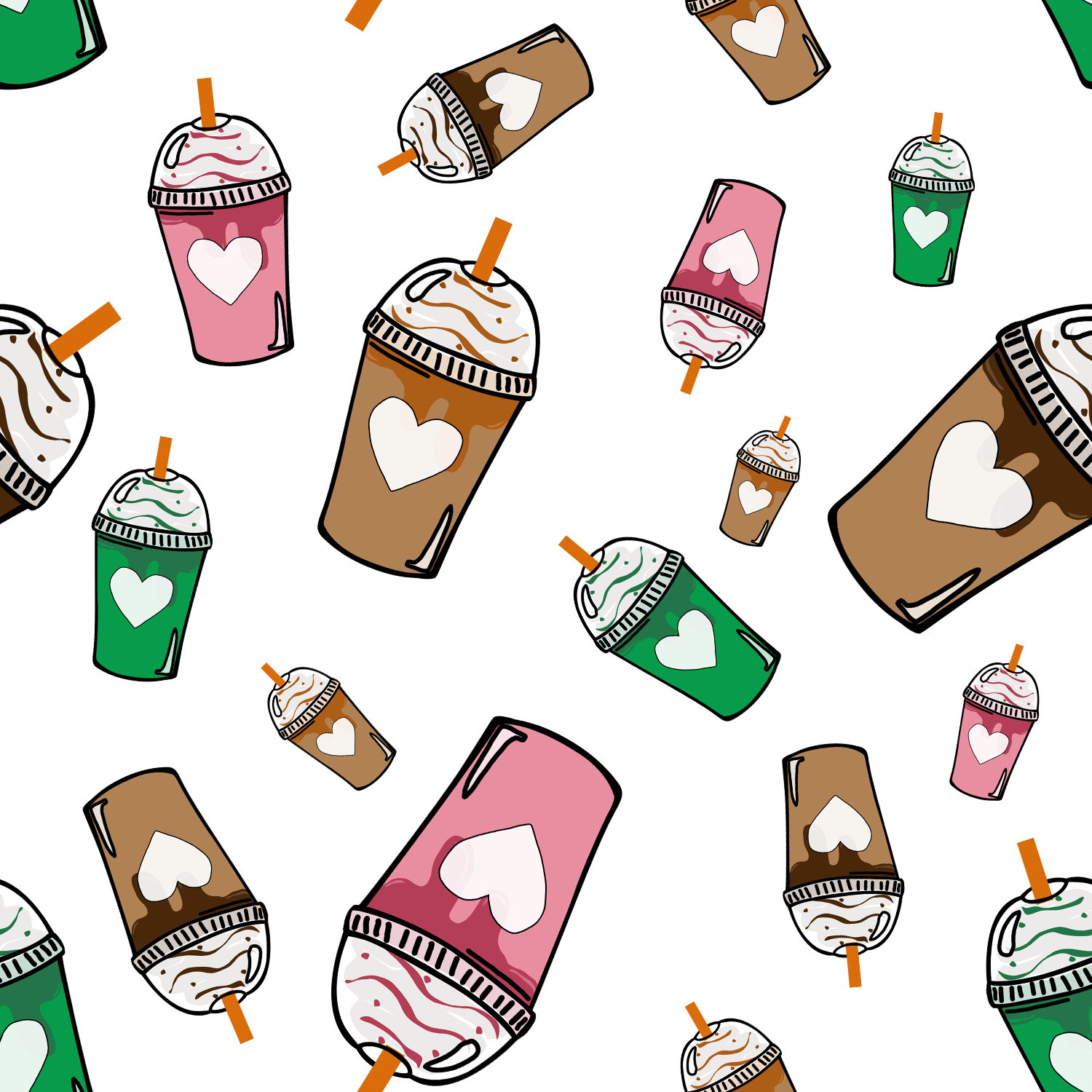 Coffee Drinks Pattern Vinyl 12" x 12" - The Vinyl Haus Main image
