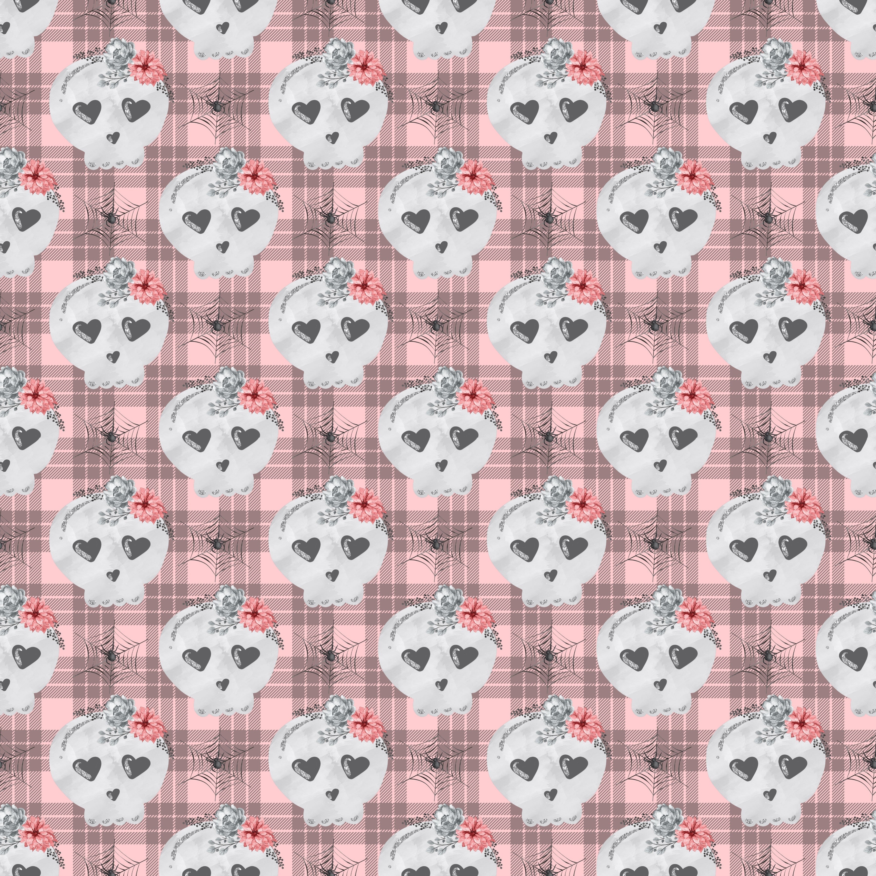 Pastel Skeletons Plaid Background Pattern Vinyl 12" x 12" - The Vinyl Haus Main image