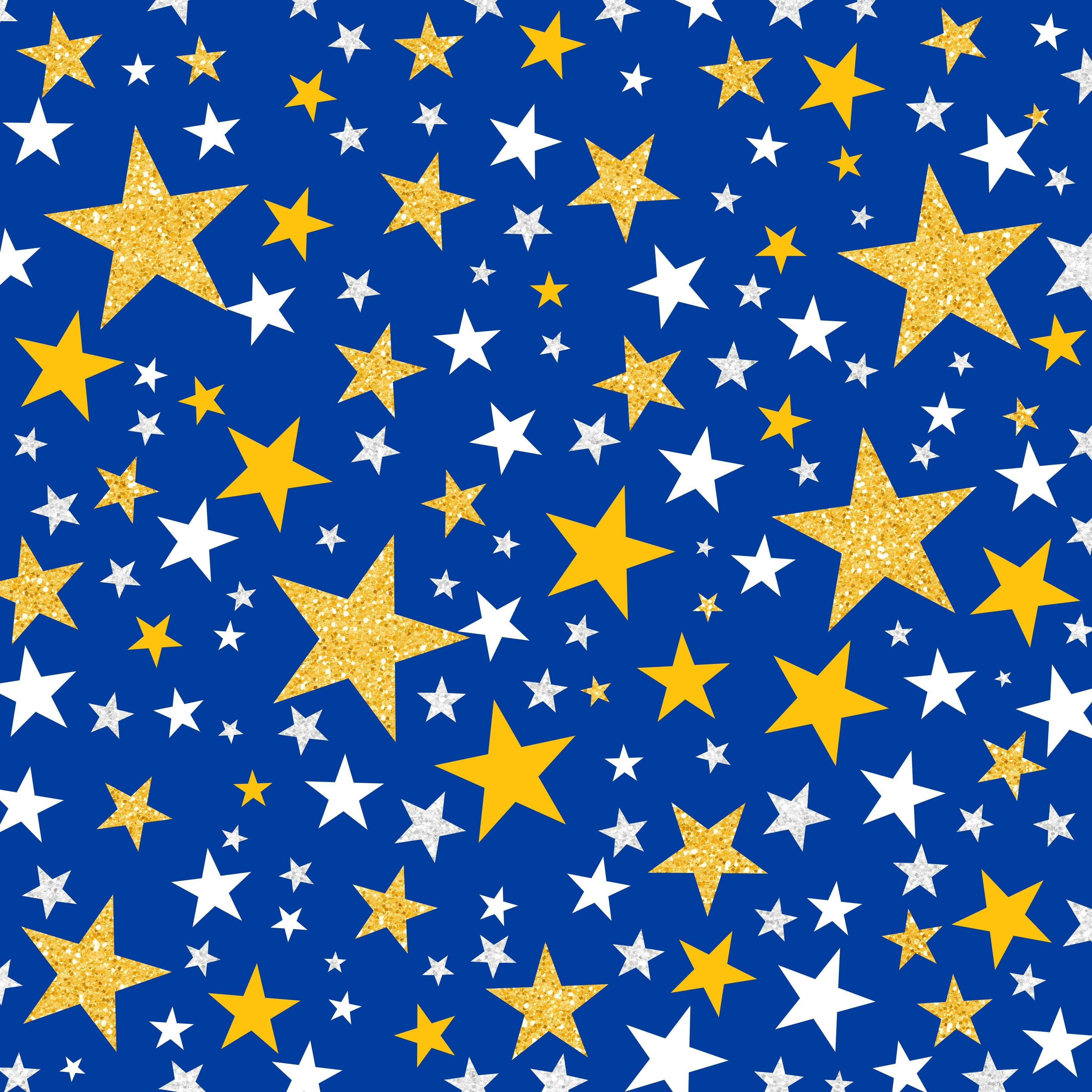 Blue and Yellow Stars Patterned Vinyl 12" x 12" - The Vinyl Haus Main image