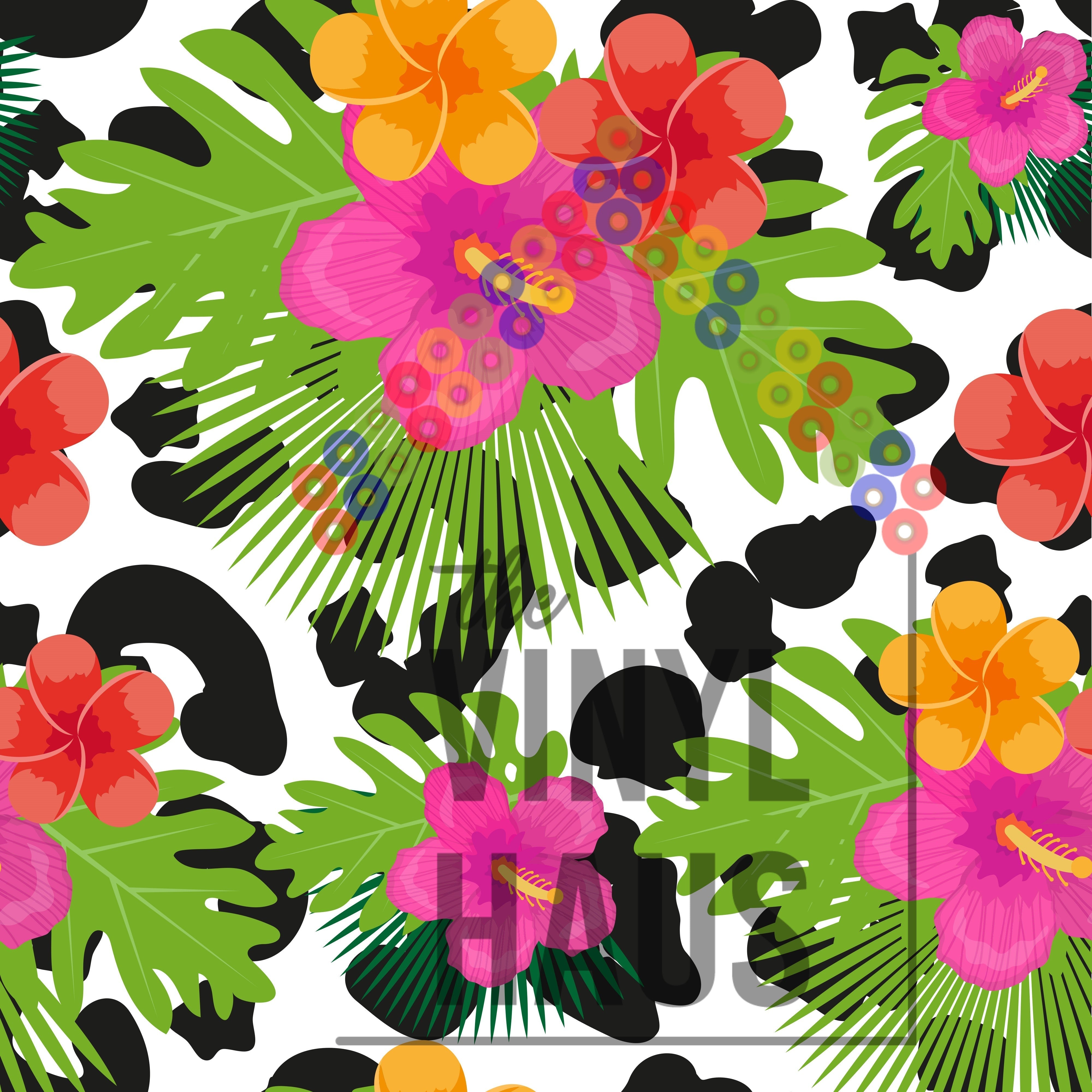 Cheetah Floral Pattern Vinyl 12" x 12" - The Vinyl Haus Main image