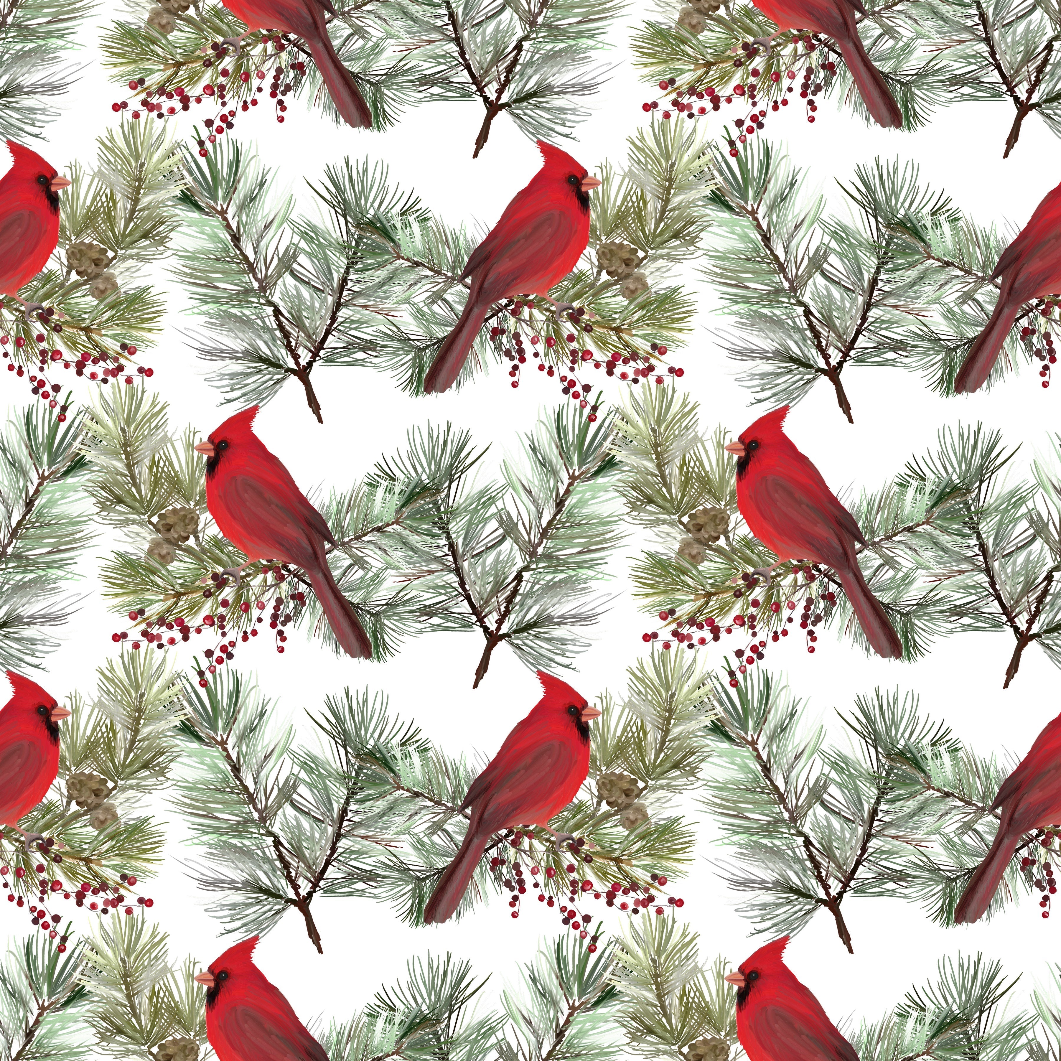 Christmas Cardinals Patterned Vinyl 12" x 12" - The Vinyl Haus Main image
