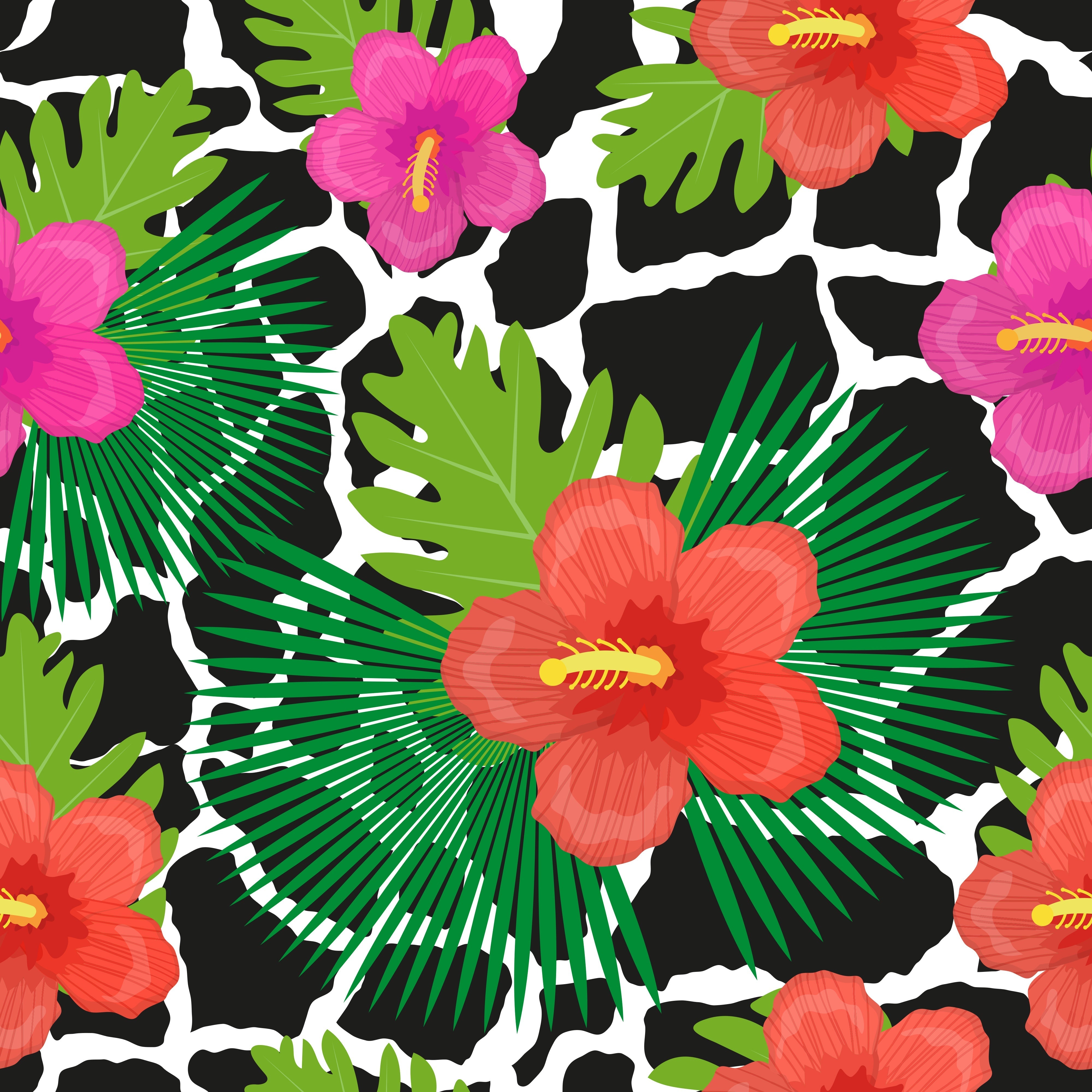 Cow Floral Pattern Vinyl 12" x 12" - The Vinyl Haus Main image