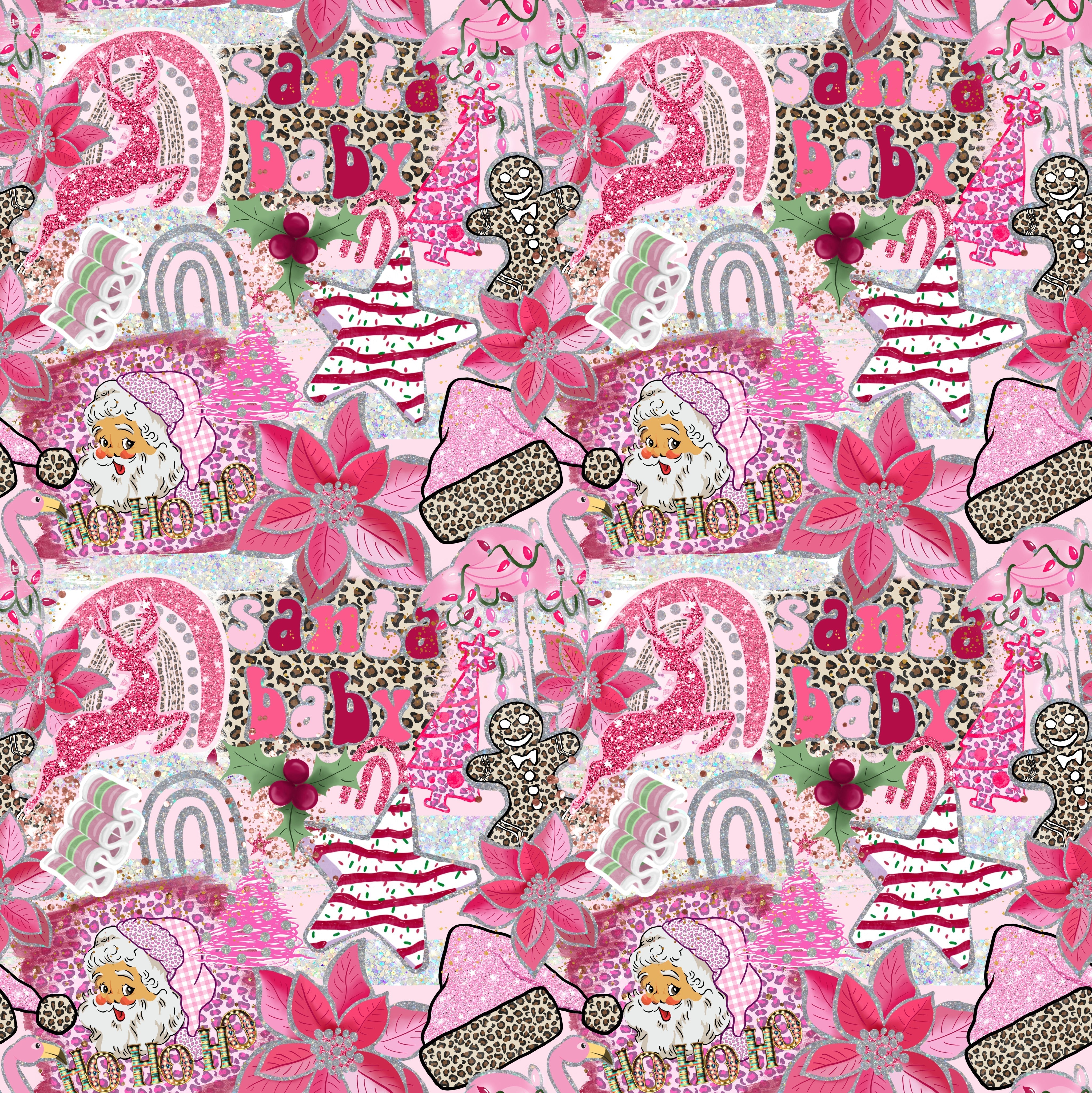 Pink Santa Baby Patterned Vinyl 12" x 12" - The Vinyl Haus Main image