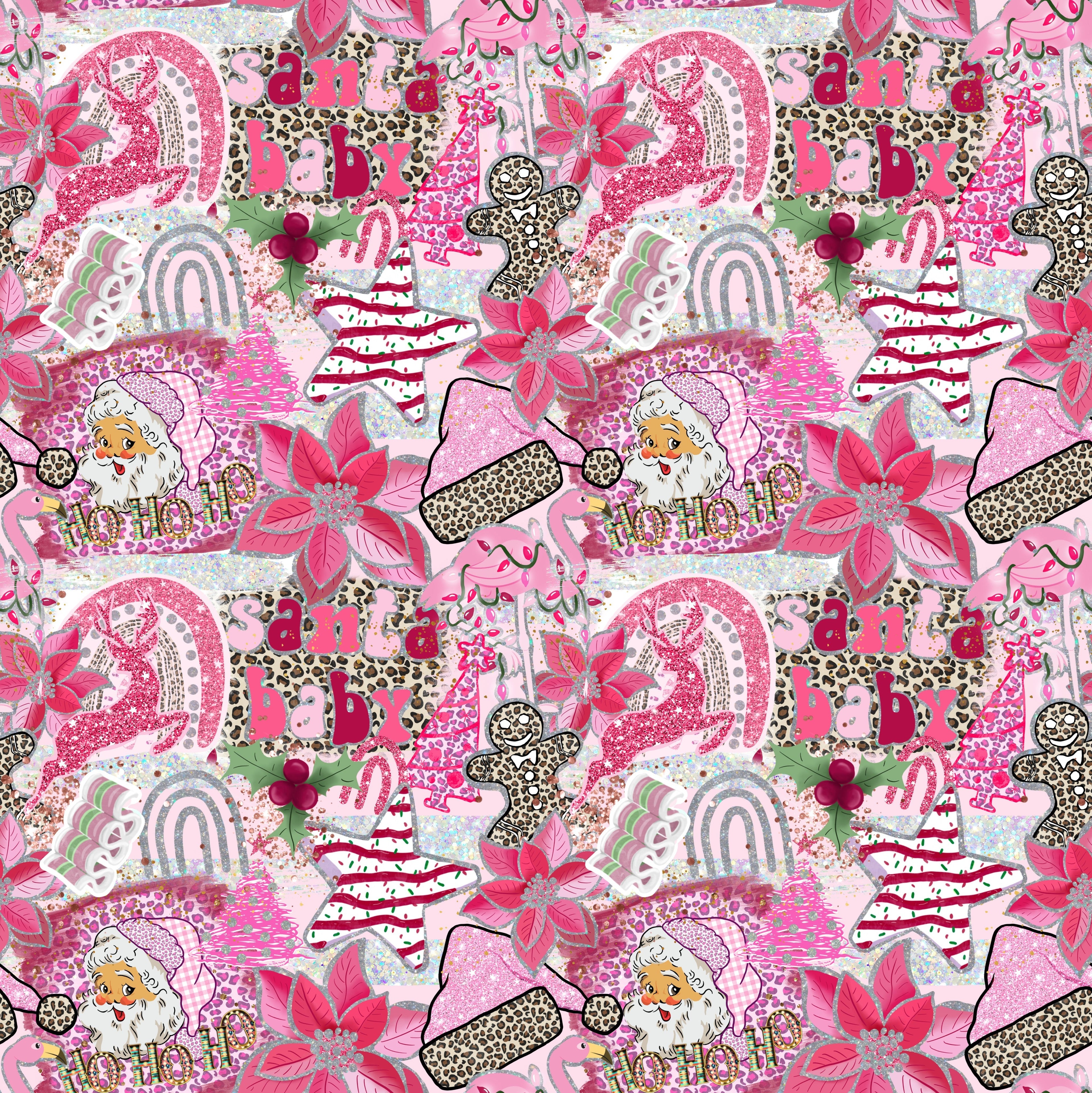Pink Santa Baby Patterned Vinyl 12" x 12" - The Vinyl Haus