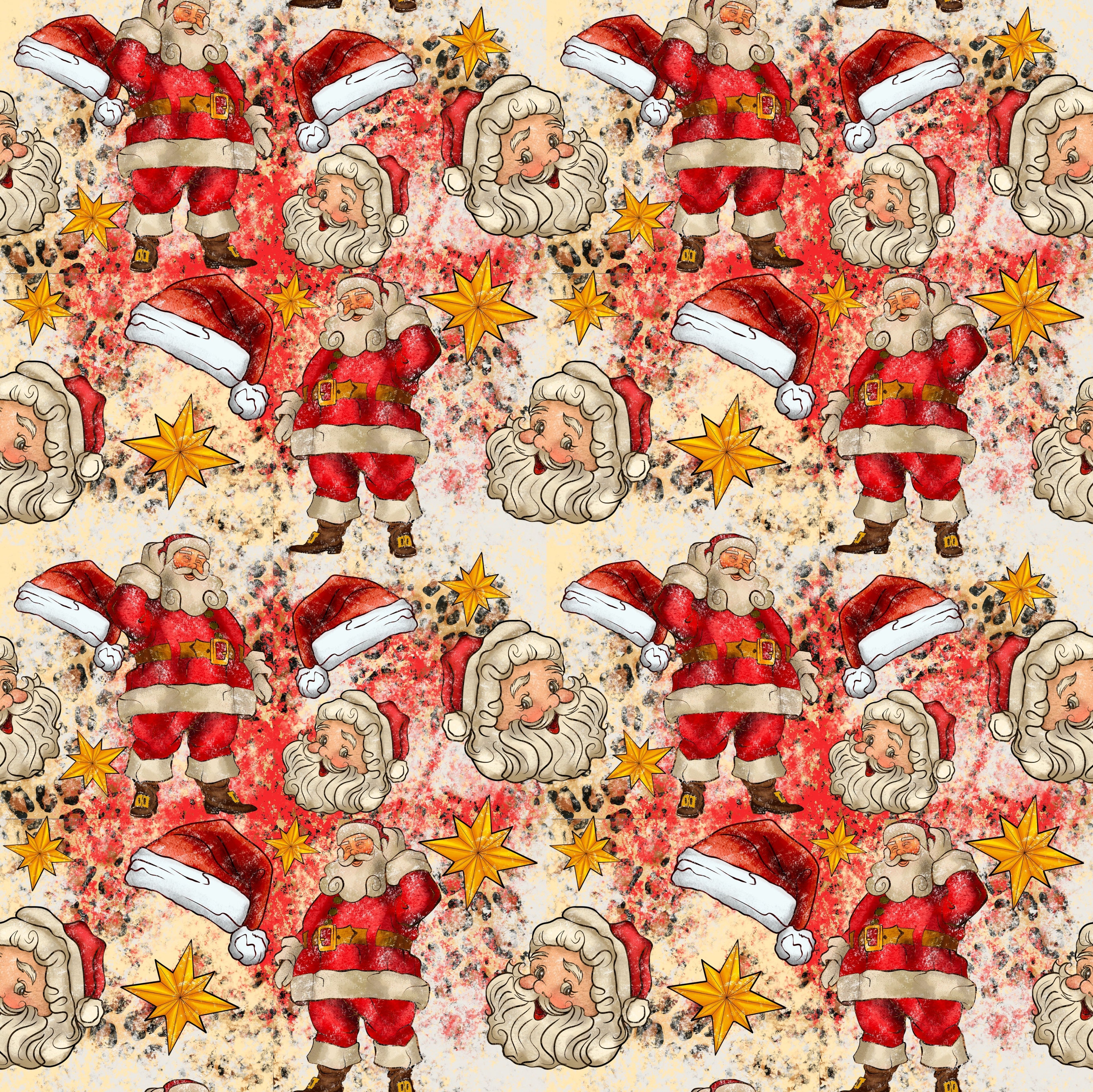 Vintage Santas and Stars Patterned Vinyl 12" x 12" - The Vinyl Haus