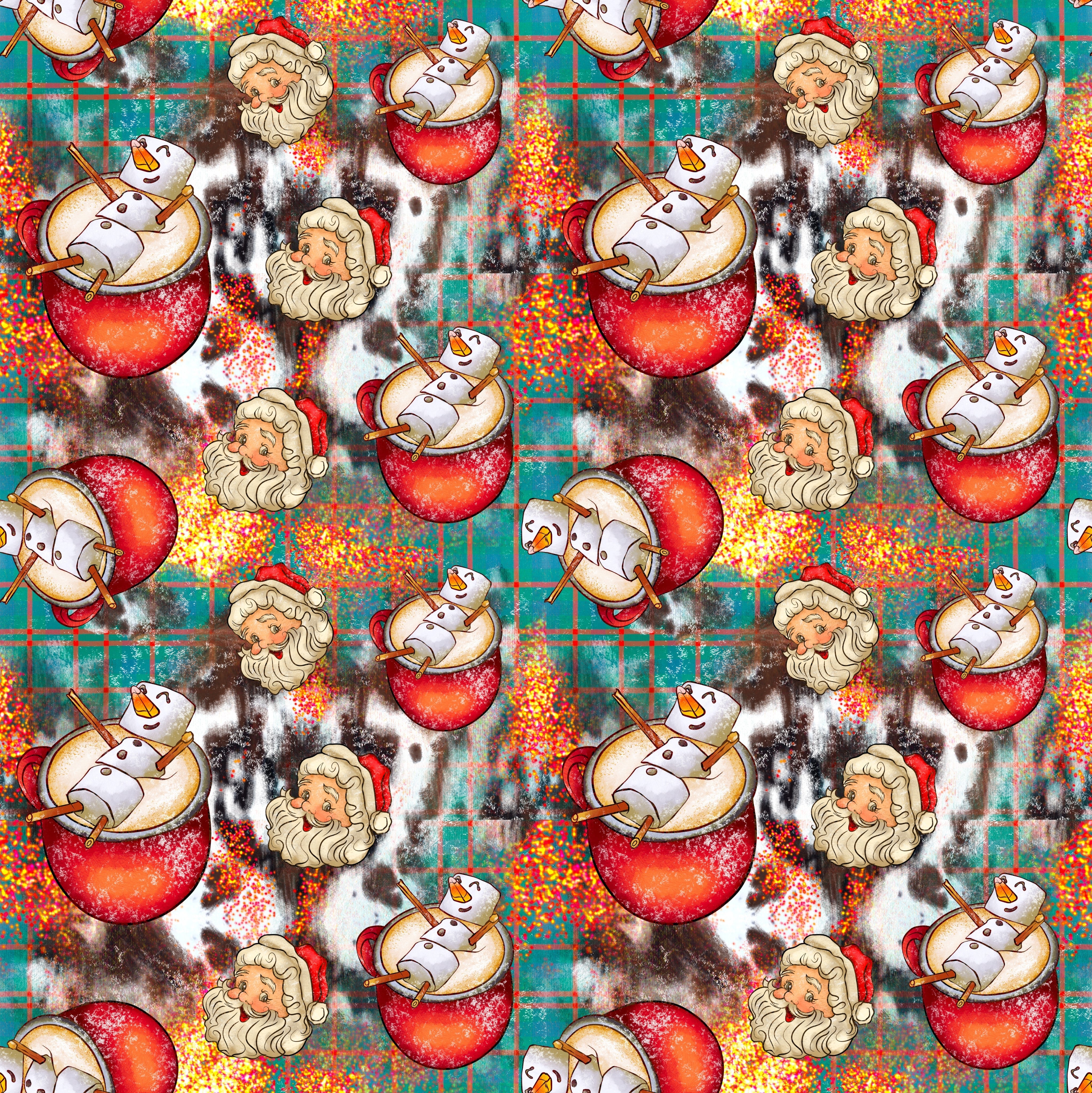 Marshmallow Snowmen In Hot Chocolate Patterned Vinyl 12" x 12" - The Vinyl Haus Main image