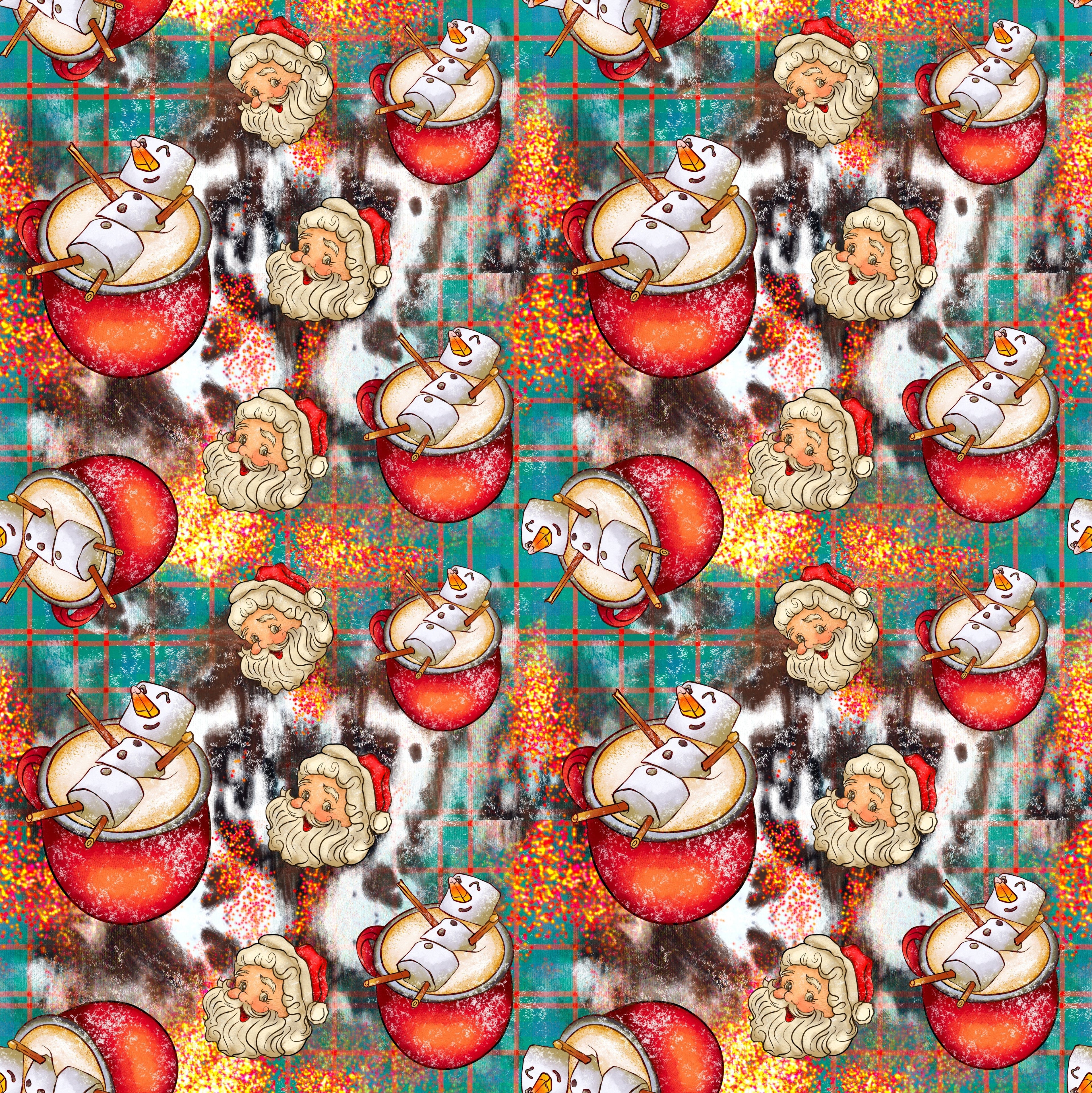 Marshmallow Snowmen In Hot Chocolate Patterned Vinyl 12" x 12" - The Vinyl Haus