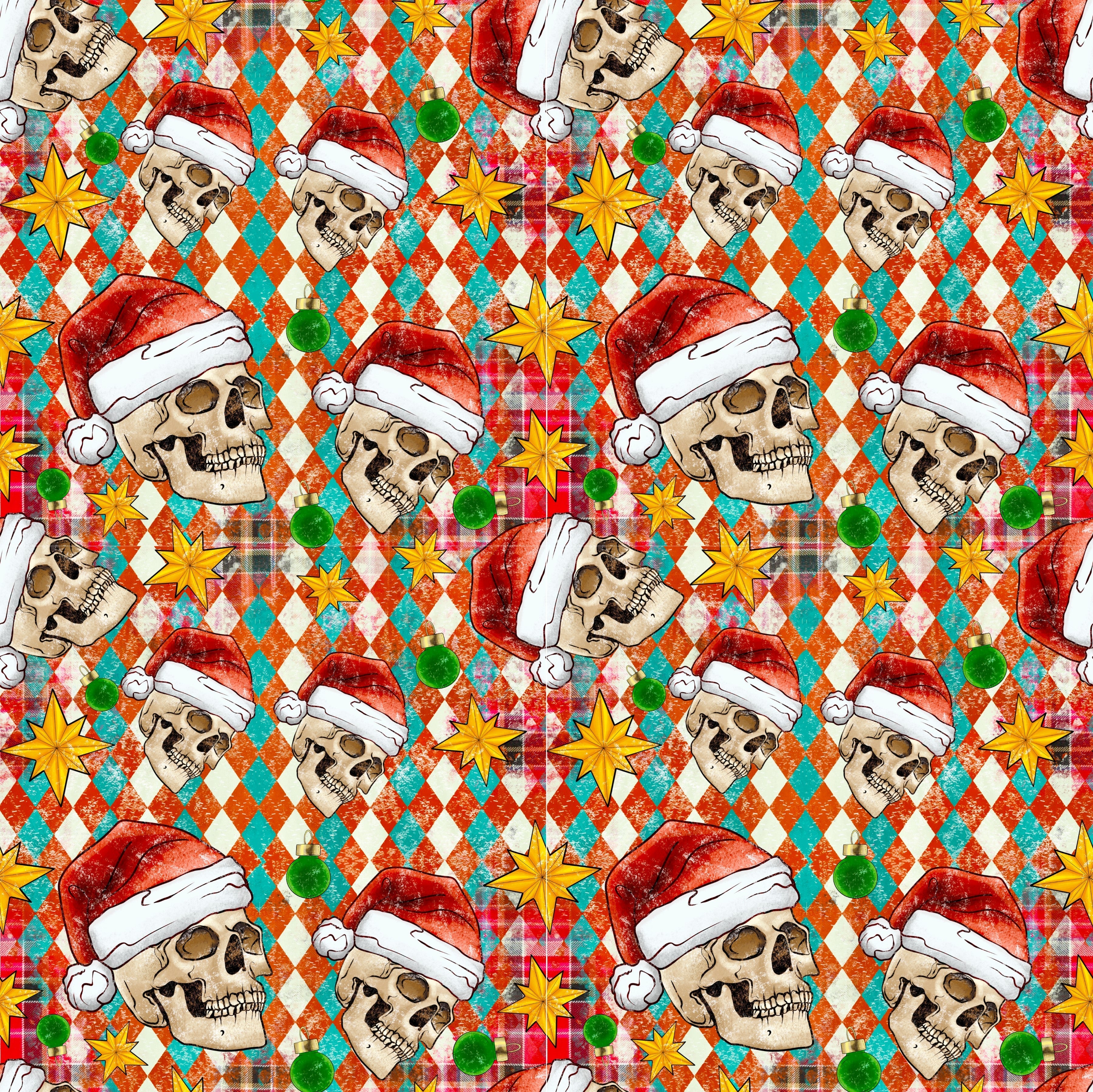 Christmas Skulls Patterned Vinyl 12" x 12" - The Vinyl Haus Main image