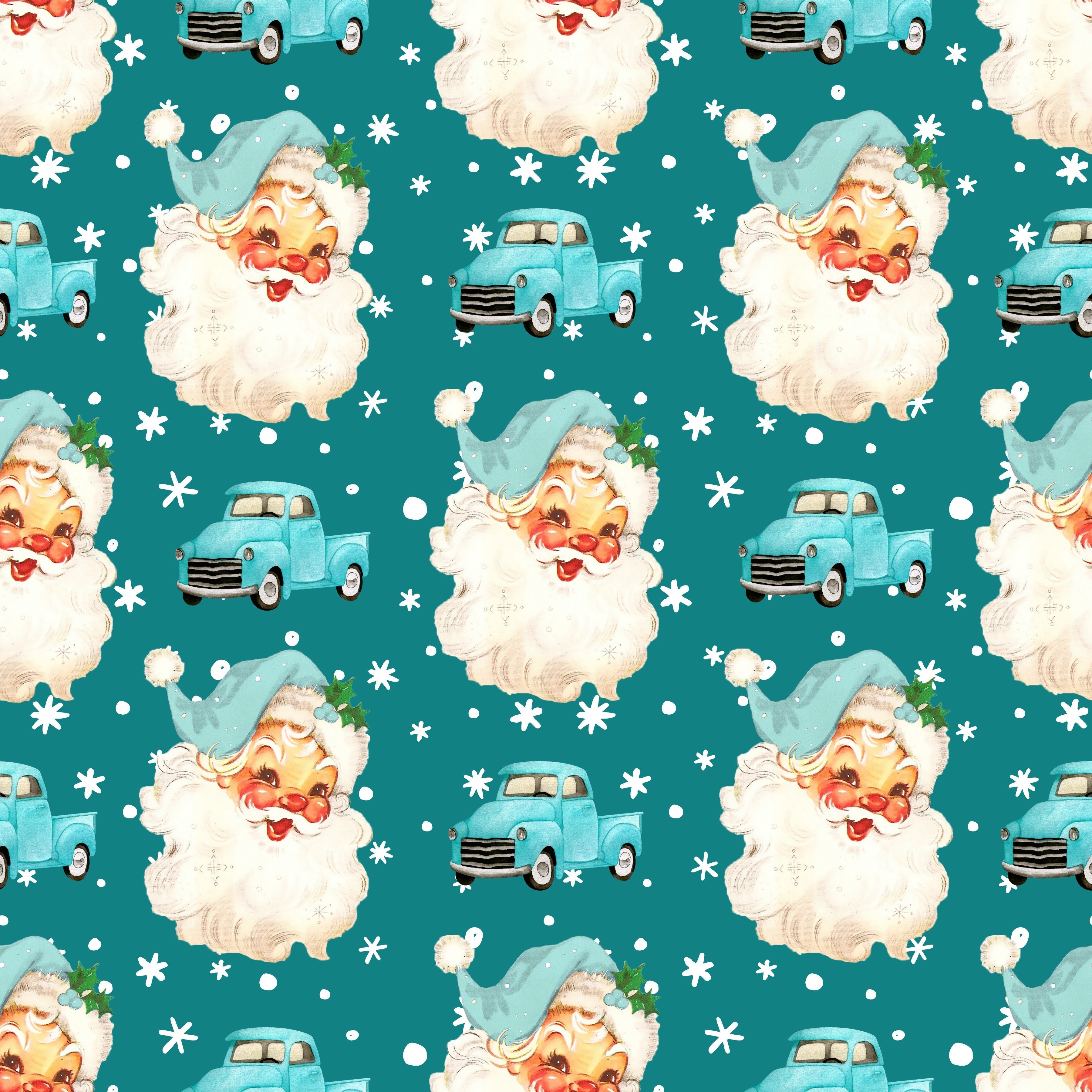 Vintage Santa and Farmhouse Trucks Patterned Vinyl 12" x 12" - The Vinyl Haus Main image
