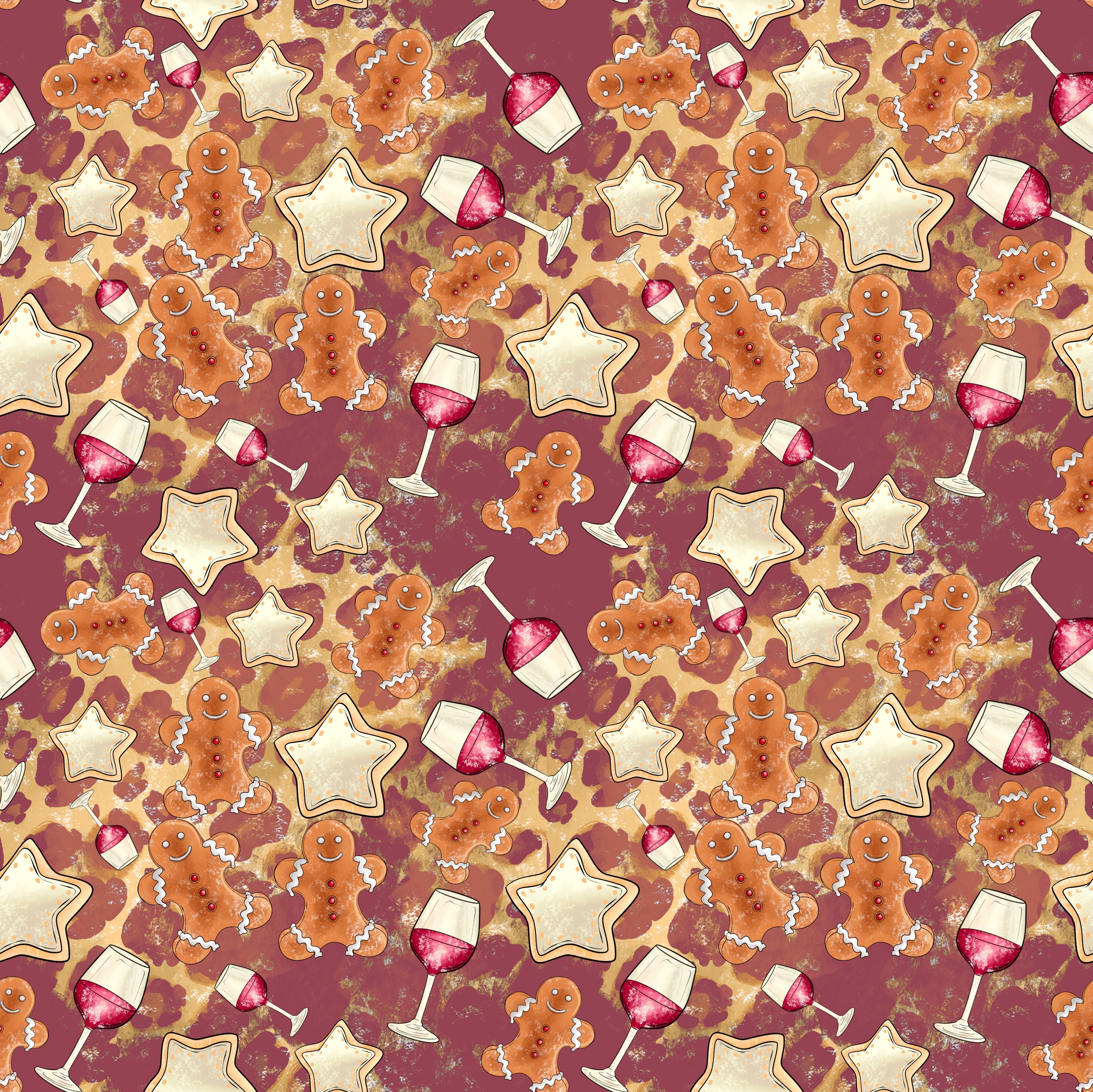 Gingerbread Men and Wine Glasses Patterned Vinyl 12" x 12" - The Vinyl Haus Main image