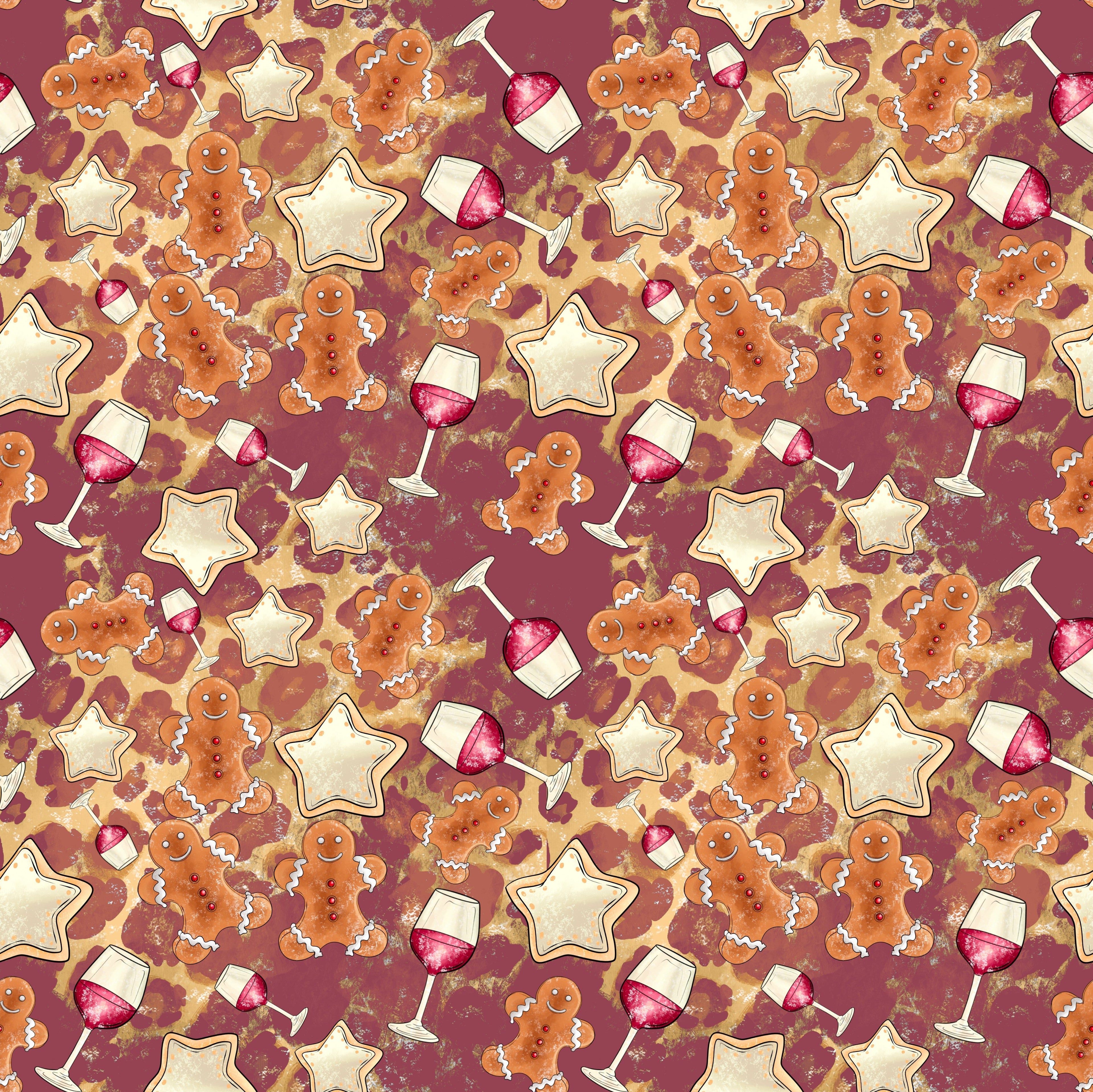 Gingerbread Men and Wine Glasses Patterned Vinyl 12" x 12" - The Vinyl Haus