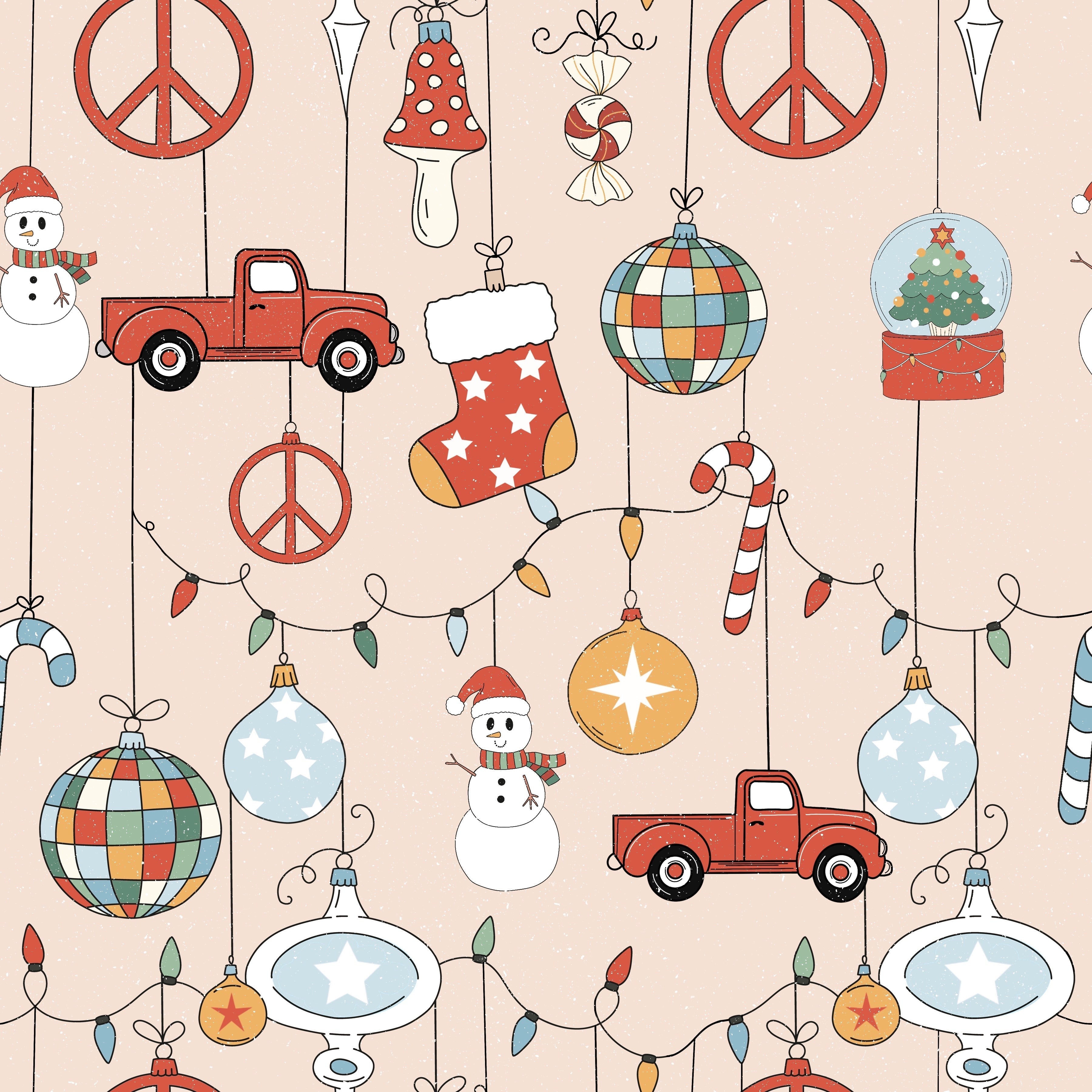 Retro Christmas Collage Patterned Vinyl 12" x 12" - The Vinyl Haus Main image