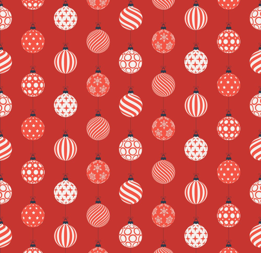 Red and White Ornaments Patterned Vinyl 12" x 12" - The Vinyl Haus Main image
