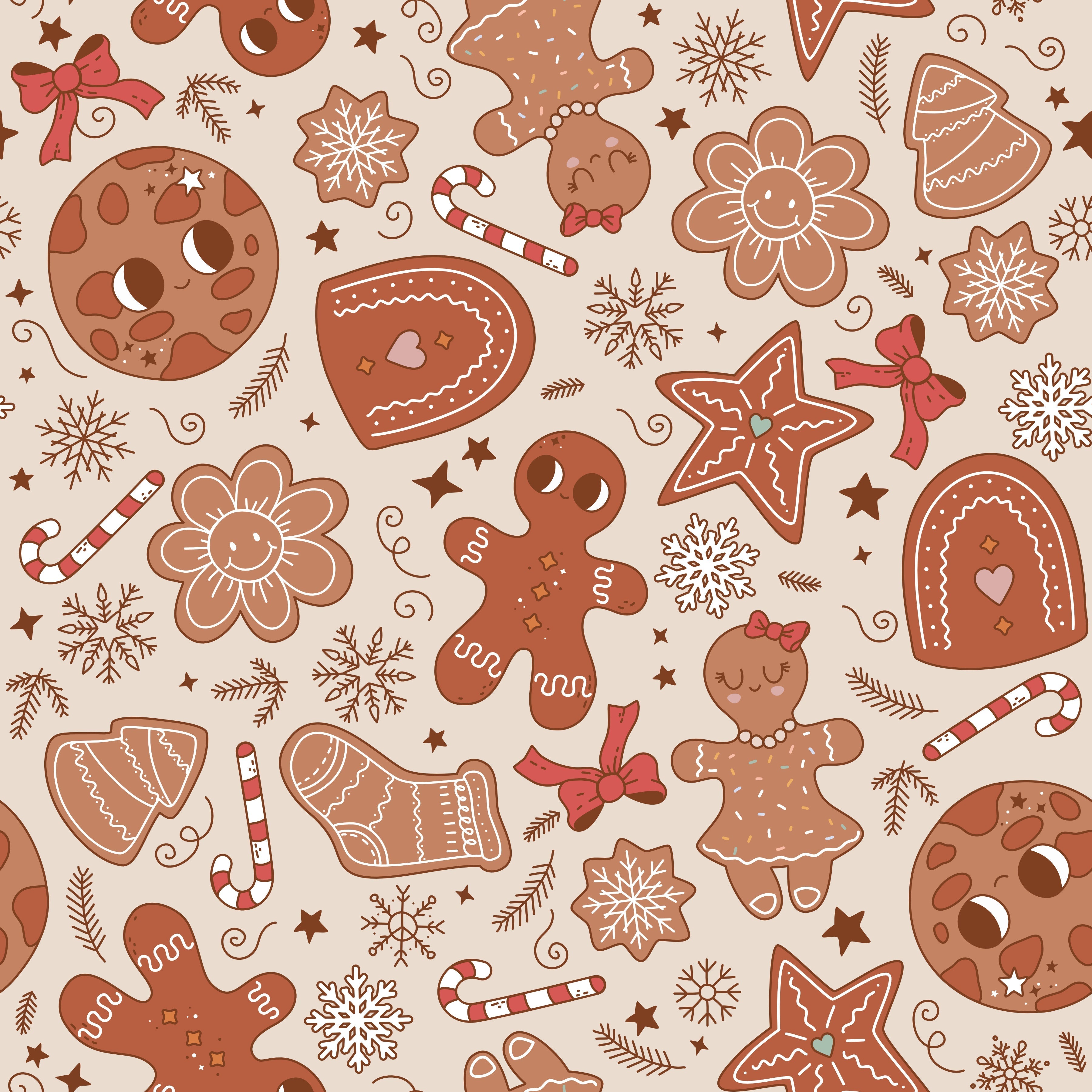 Retro Gingerbread Patterned Vinyl 12" x 12" - The Vinyl Haus Main image