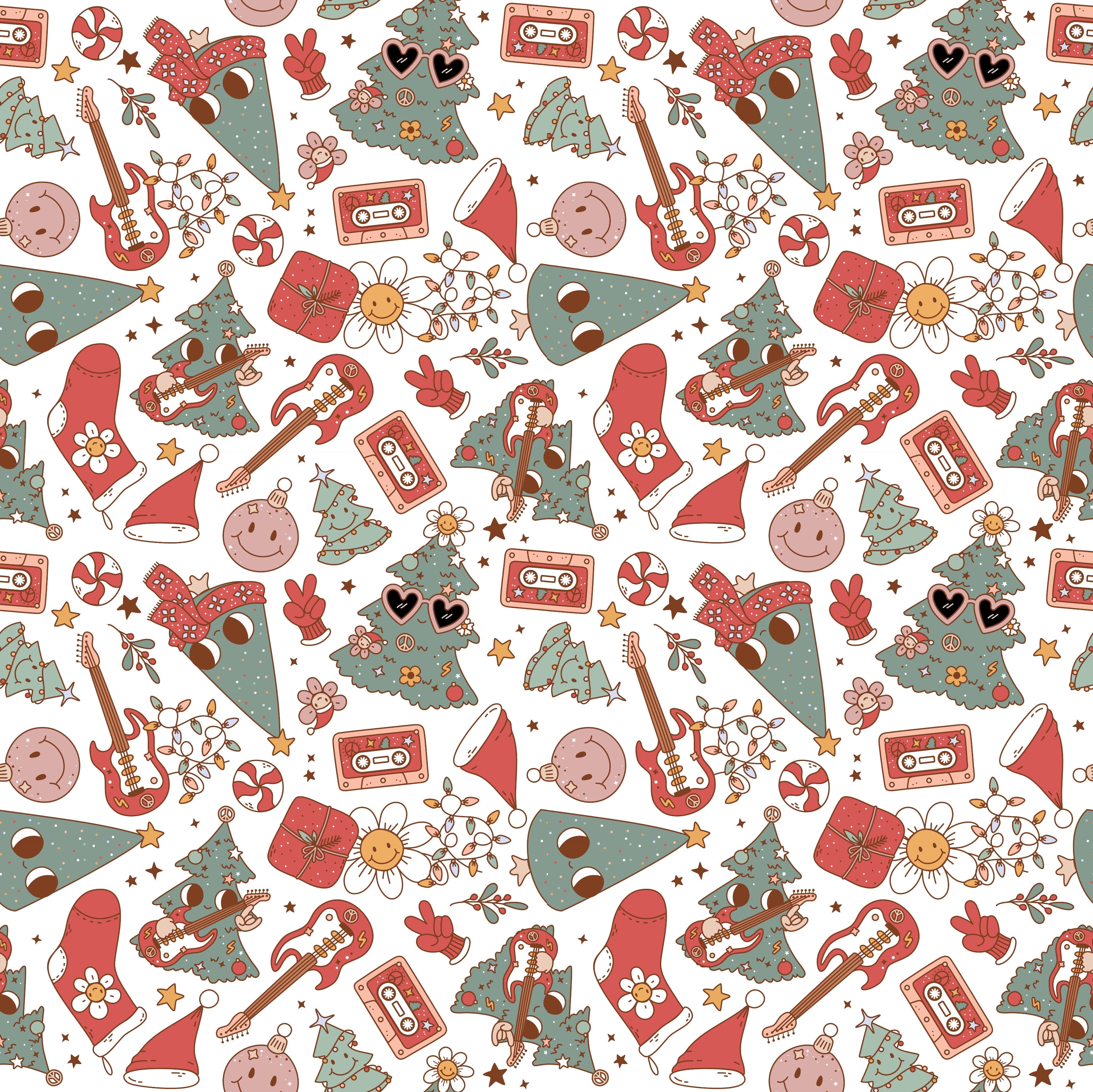 Retro Groovy Christmas Trees Patterned Vinyl 12" x 12" - The Vinyl Haus Main image