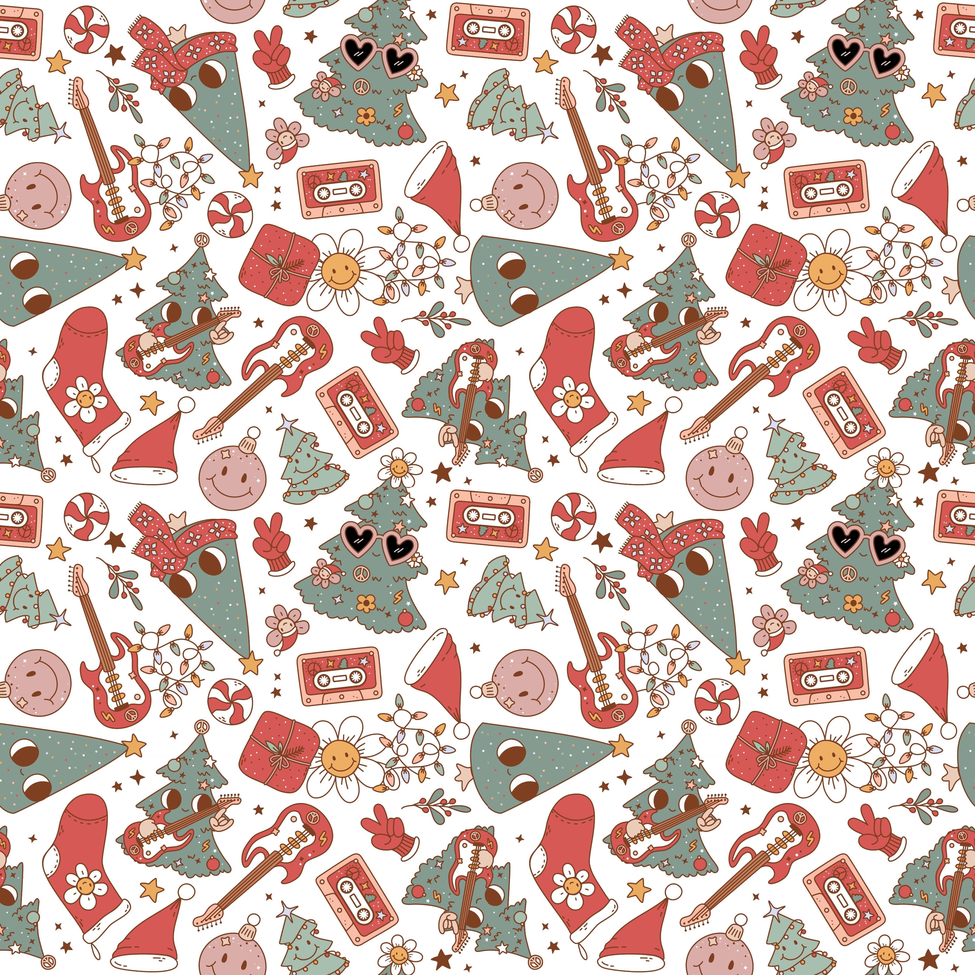 Retro Groovy Christmas Trees Patterned Vinyl 12" x 12" - The Vinyl Haus