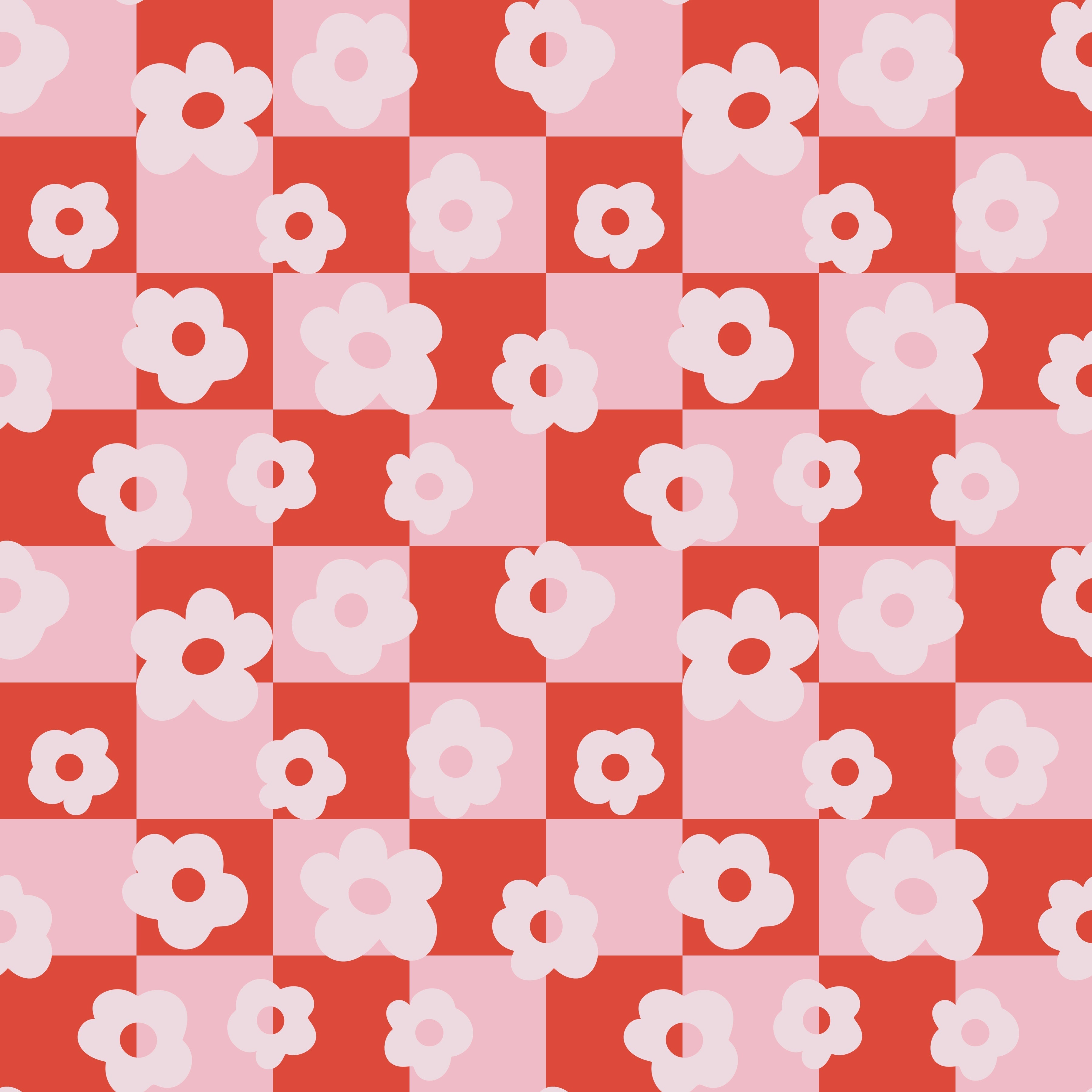 Retro Flowers and Checkers Patterned Vinyl 12" x 12" - The Vinyl Haus Main image