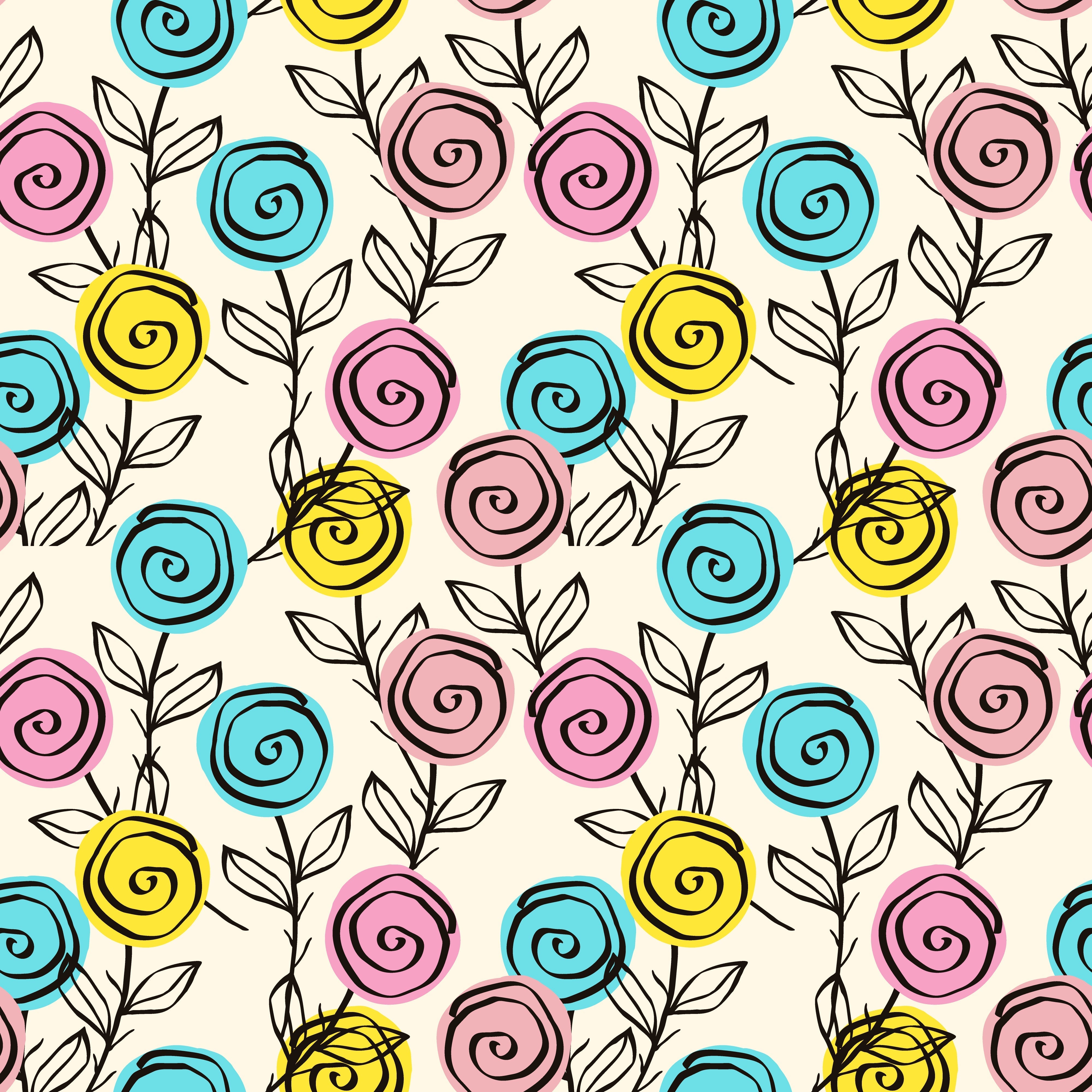 Doodle Roses Patterned Vinyl 12" x 12" - The Vinyl Haus Main image
