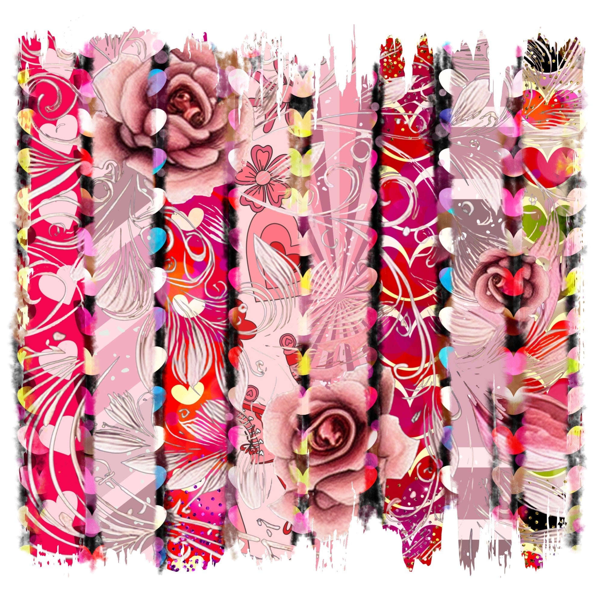 Retro Valentine Brush Strokes Patterned Vinyl 12" x 12" - The Vinyl Haus Main image
