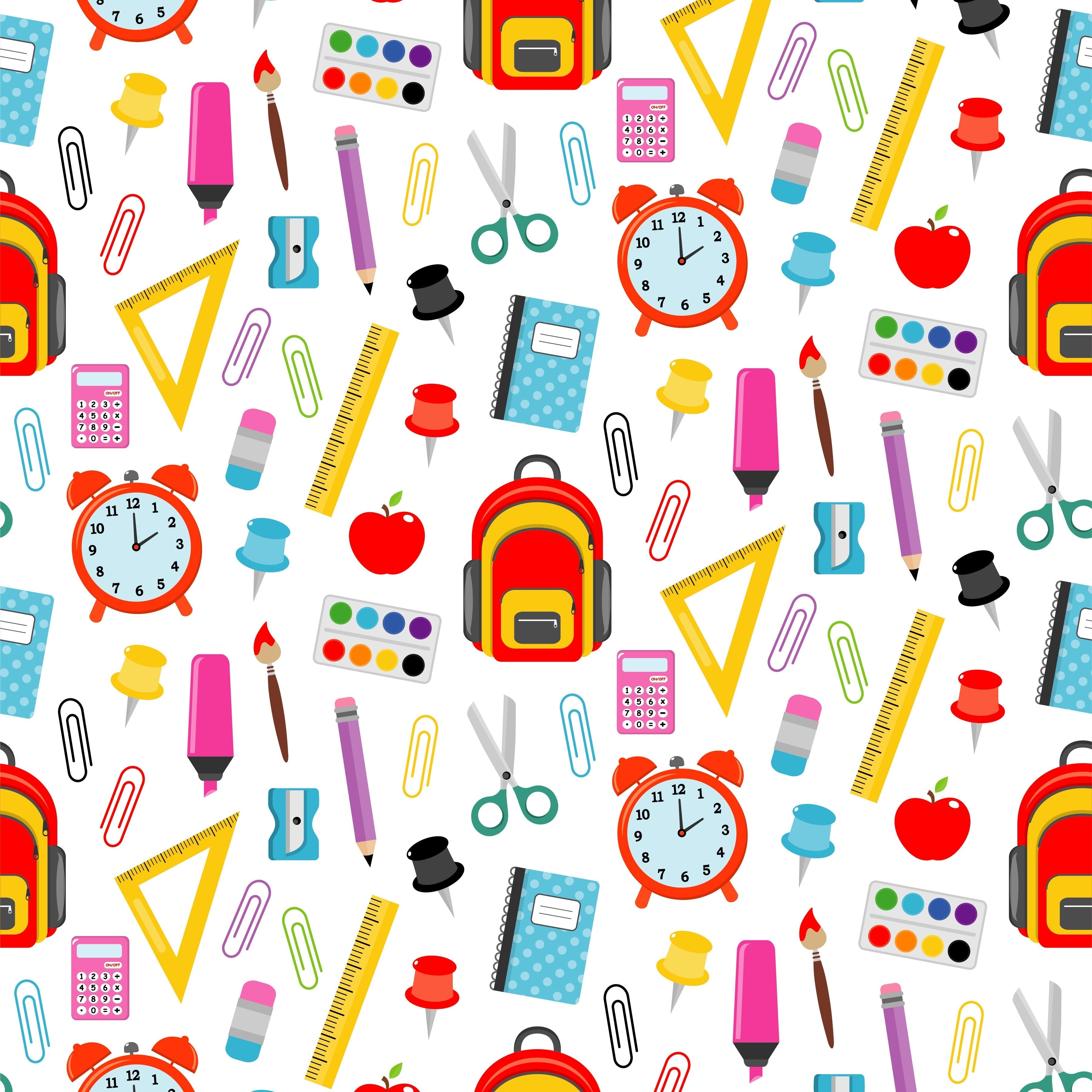 School Supplies Patterned Vinyl 12" x 12" - The Vinyl Haus Main image