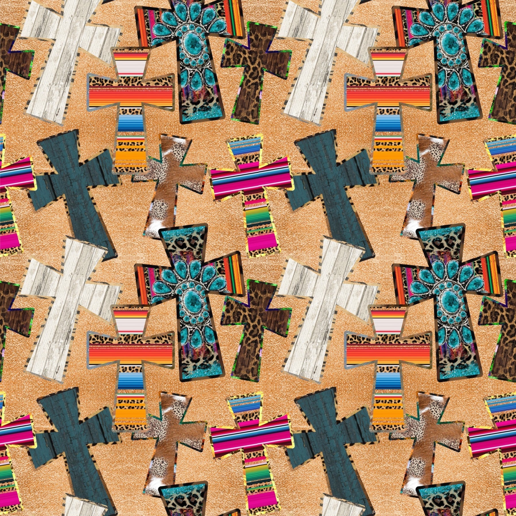 Western Serape Crosses Patterned Vinyl 12" x 12" - The Vinyl Haus Main image