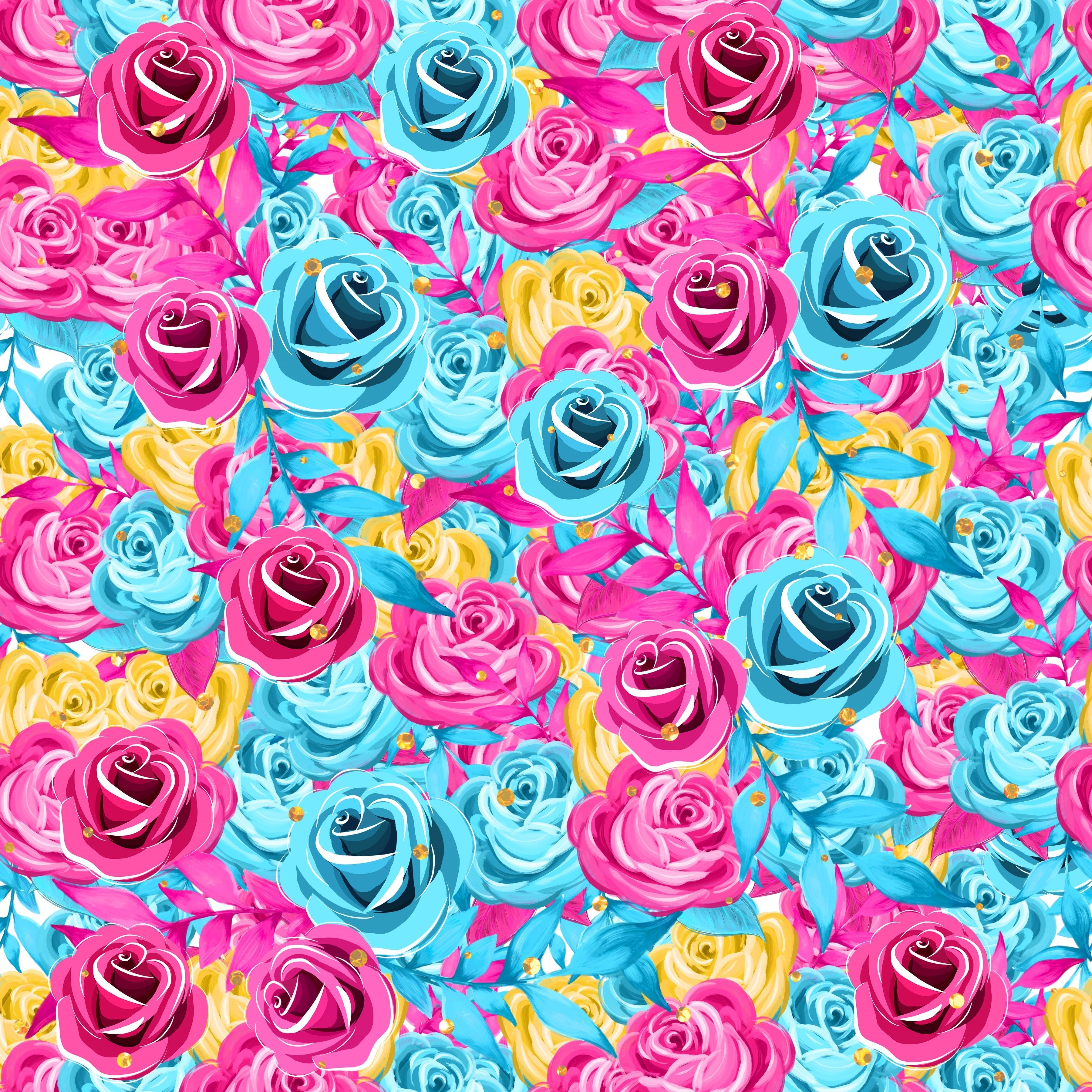 Watercolor Roses Patterned Vinyl 12" x 12" - The Vinyl Haus Main image