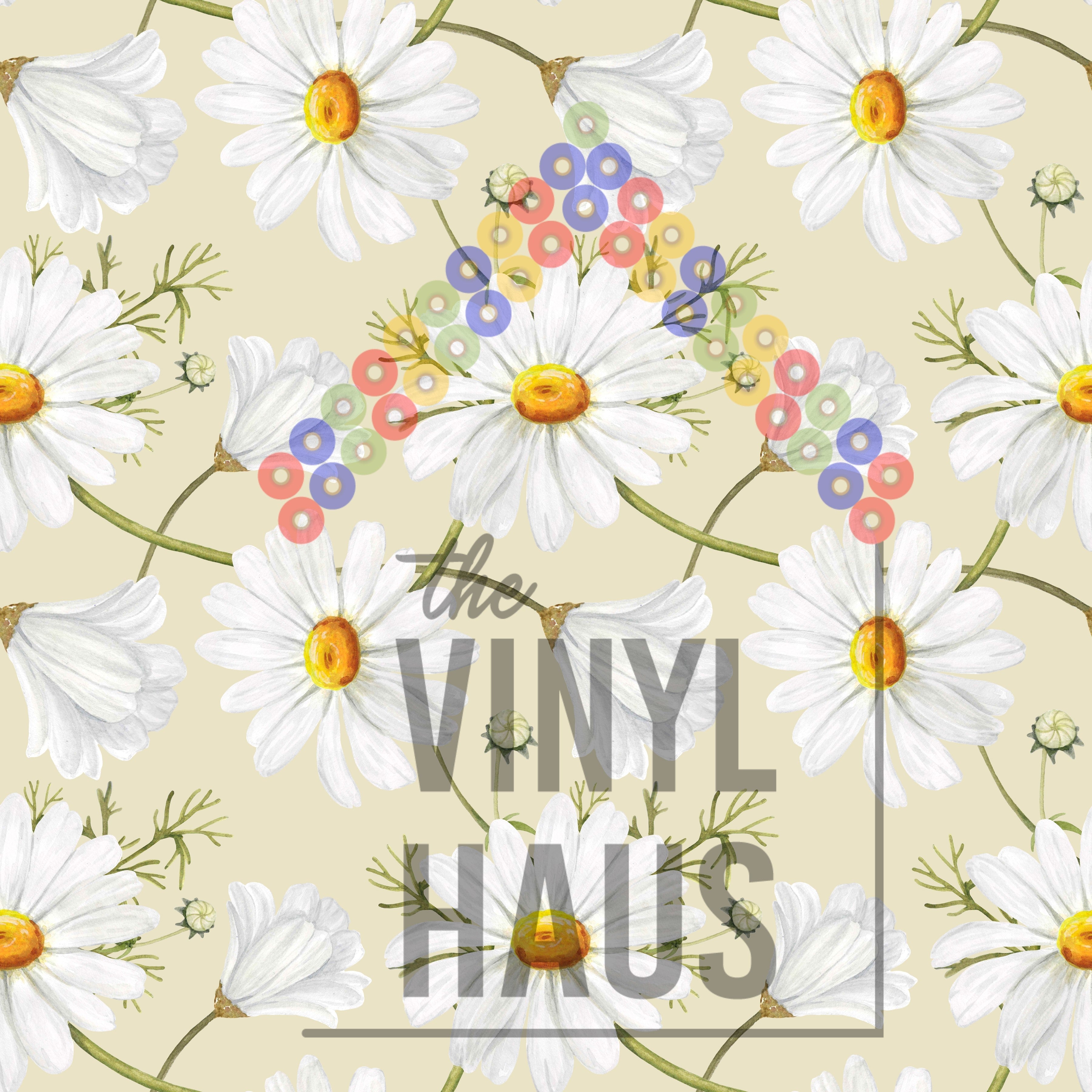 White Daisy Pattern Vinyl 12" x 12" - The Vinyl Haus Main image