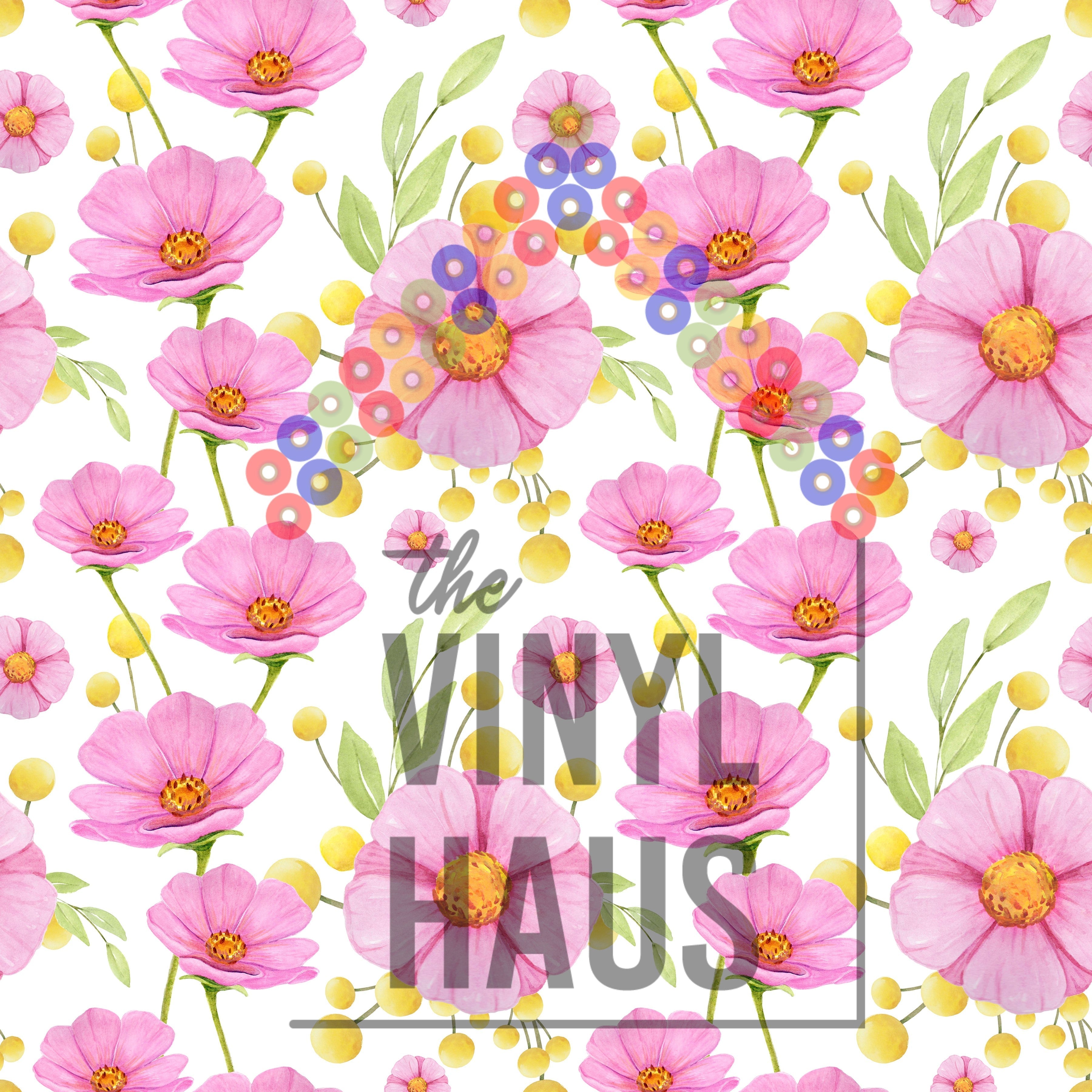 Pink Floral Pattern Vinyl 12" x 12" - The Vinyl Haus
