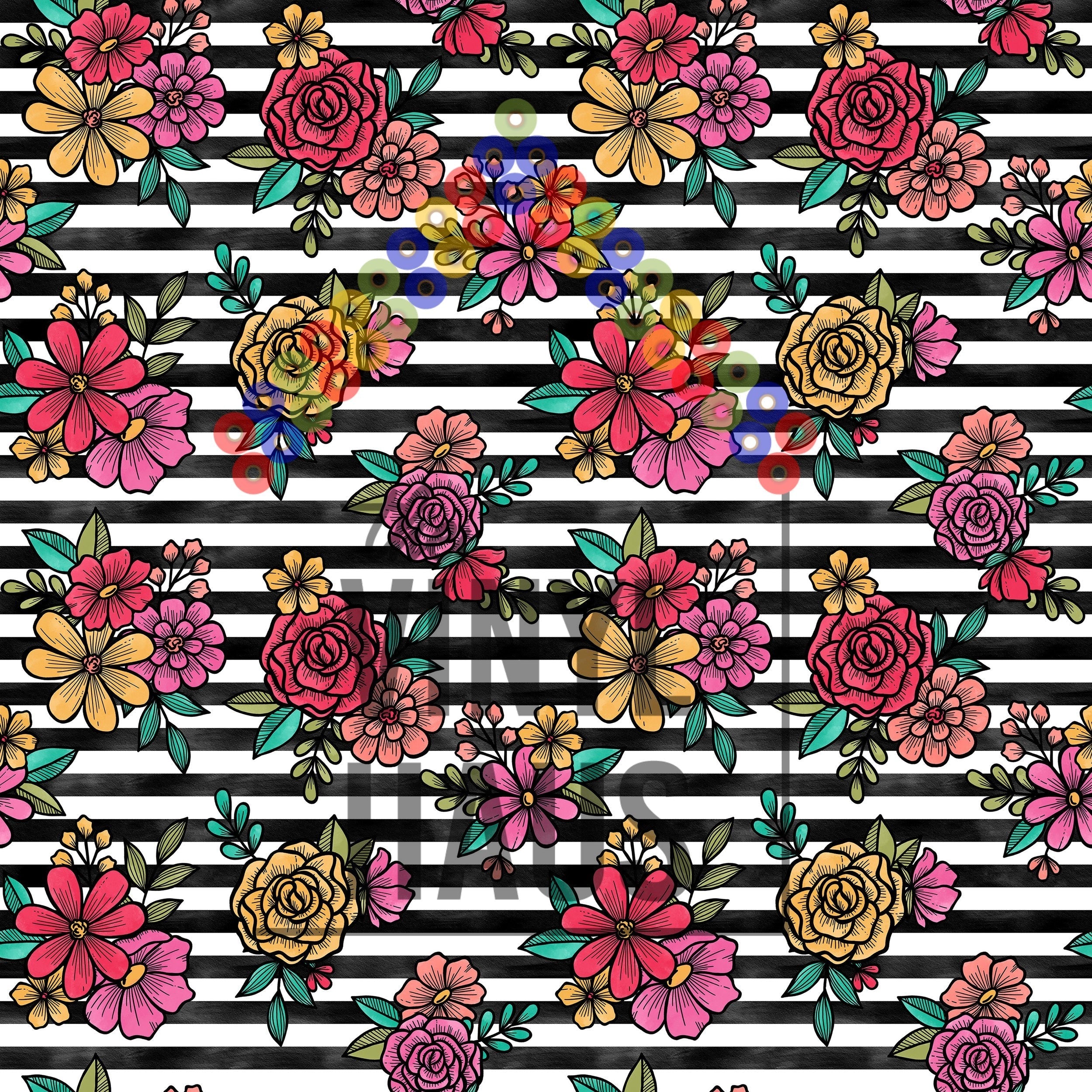 Floral Stripe Pattern Vinyl 12" x 12" - The Vinyl Haus