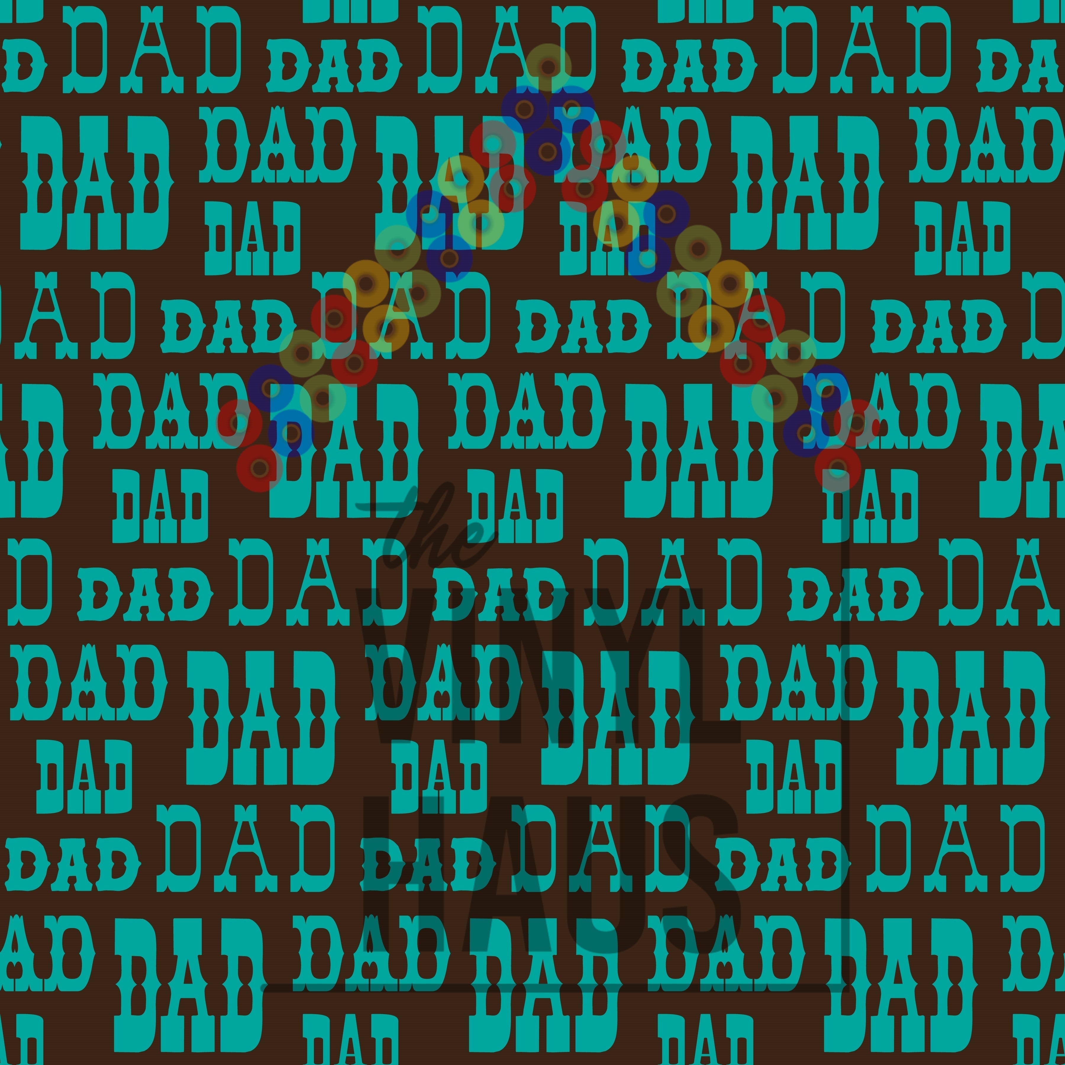 Father's Day Dad Word Collage Brown Background Pattern Vinyl 12" x 12" - The Vinyl Haus Main image