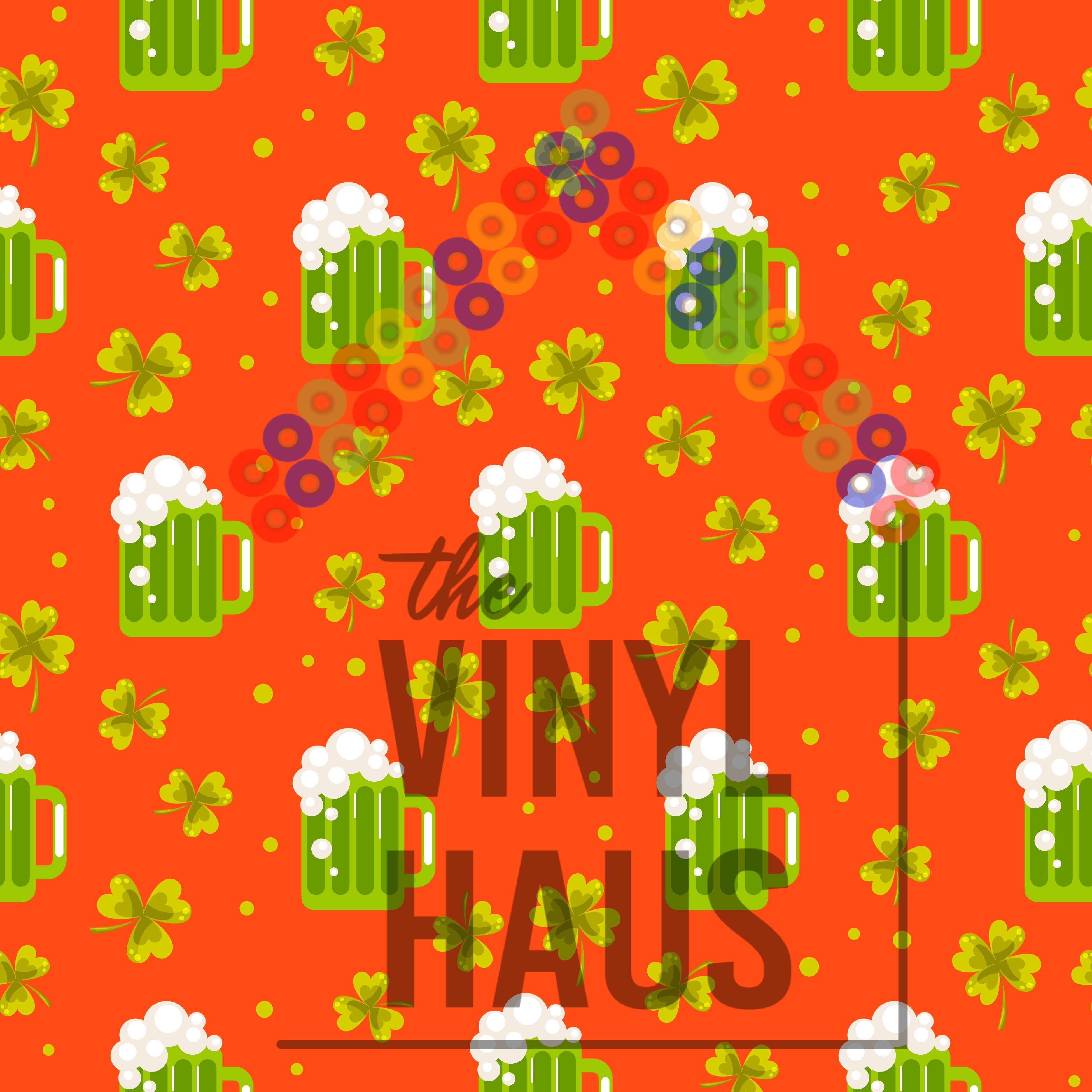 Green Beer Pattern Vinyl 12" x 12 - The Vinyl Haus Main image