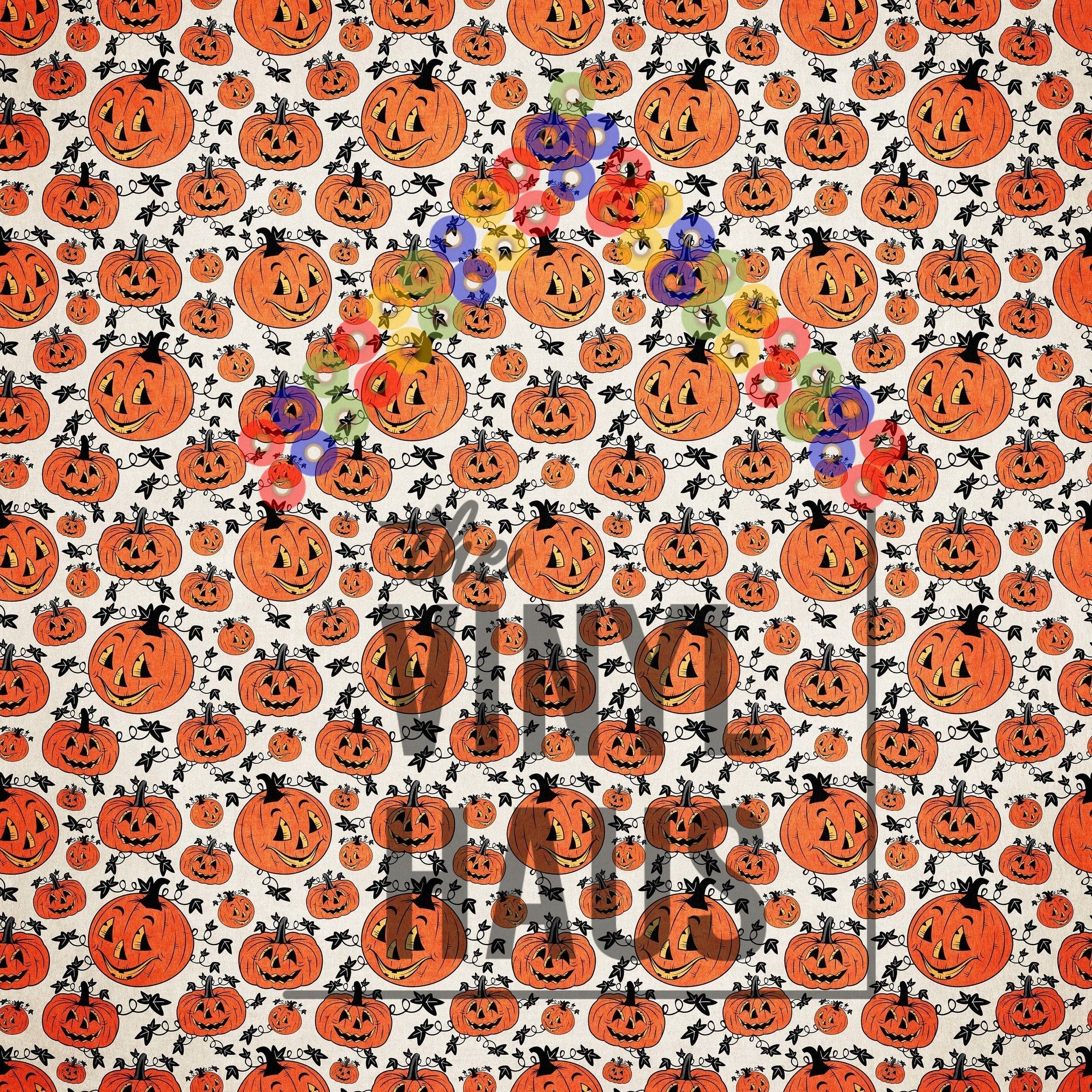 Halloween Jack O Lanterns Pattern Vinyl 12" x 12" - The Vinyl Haus Main image