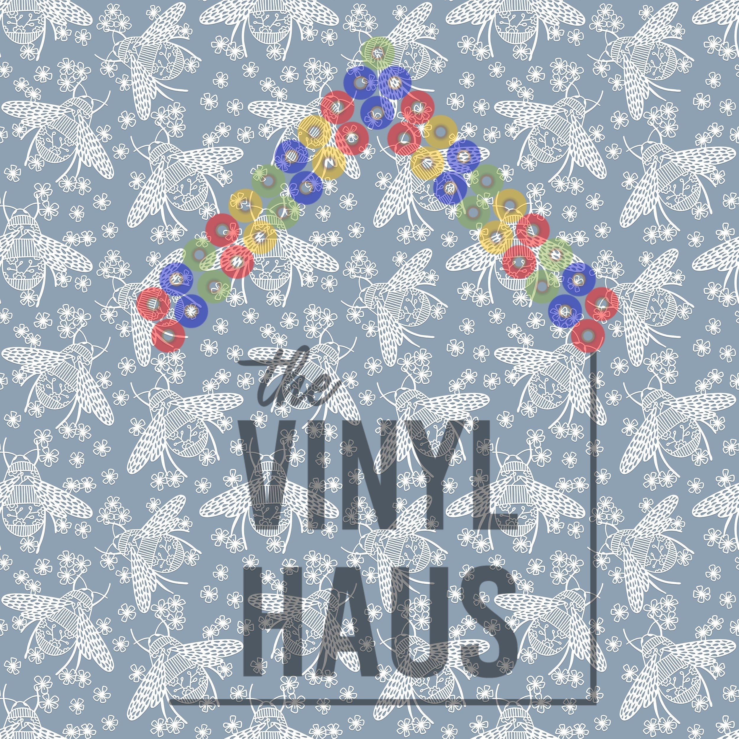 Bees on Blue Pattern Vinyl 12" x 12" - The Vinyl Haus Main image