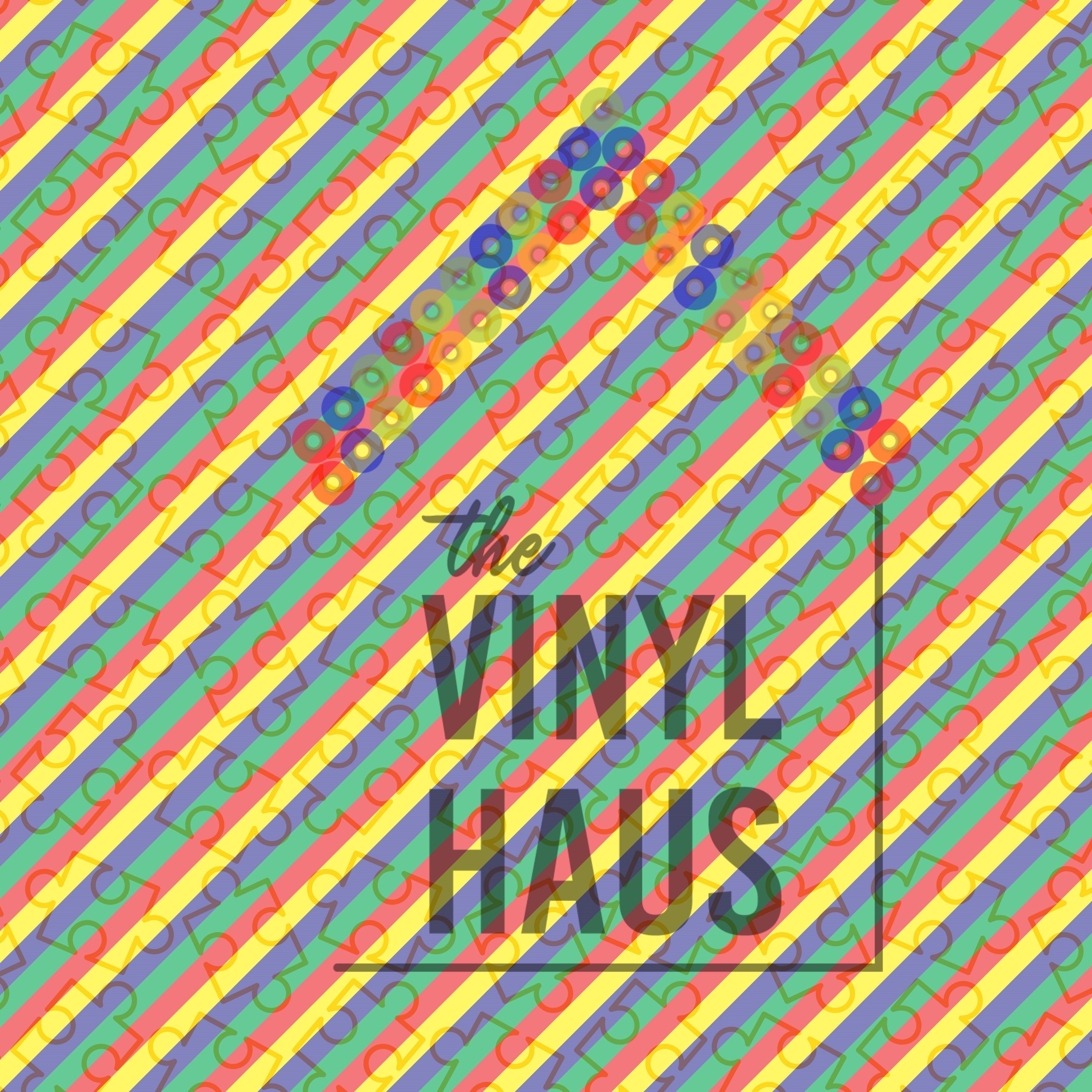 Autism Pieces with Diagonal Stripes Pattern Vinyl 12" x 12" - The Vinyl Haus Main image