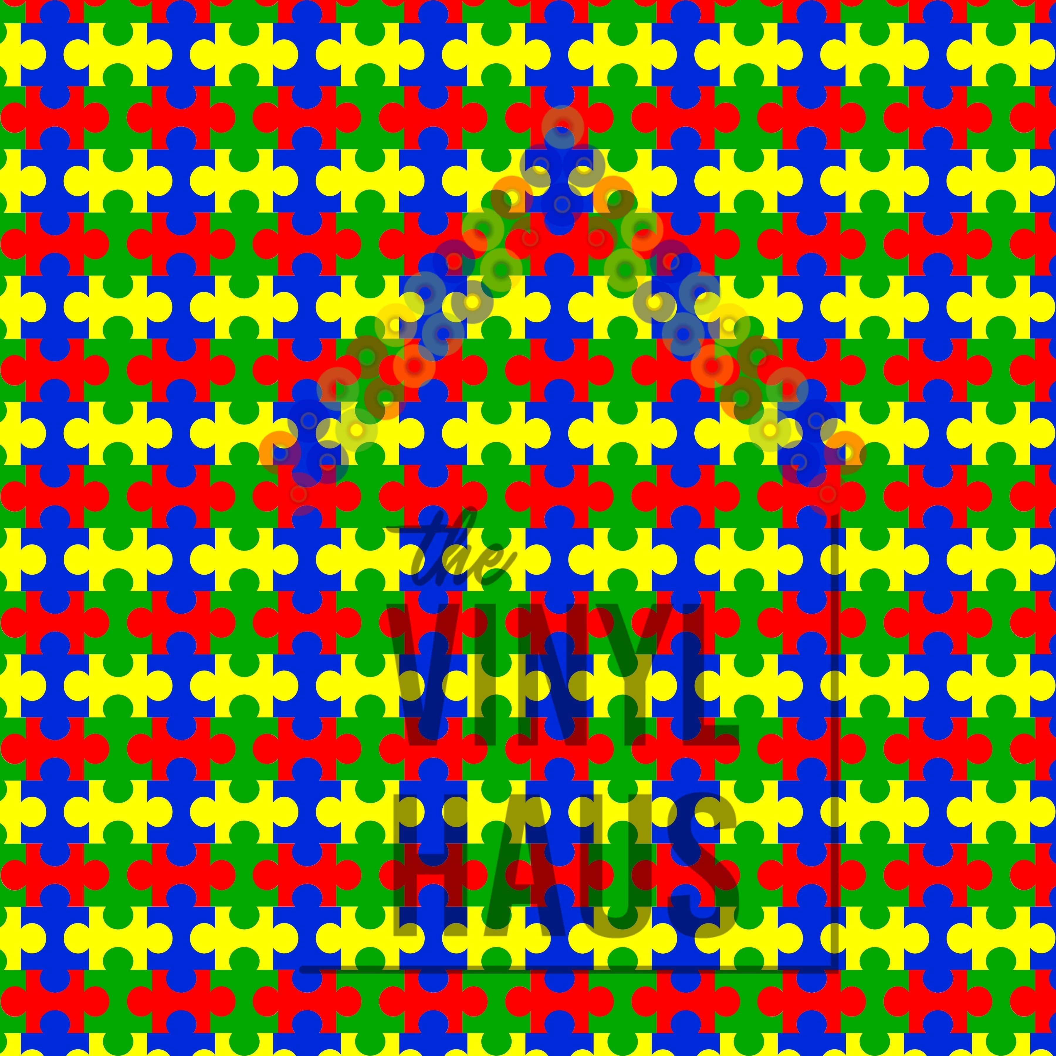 Autism Pieces Horizontal Pattern Vinyl 12" x 12" - The Vinyl Haus