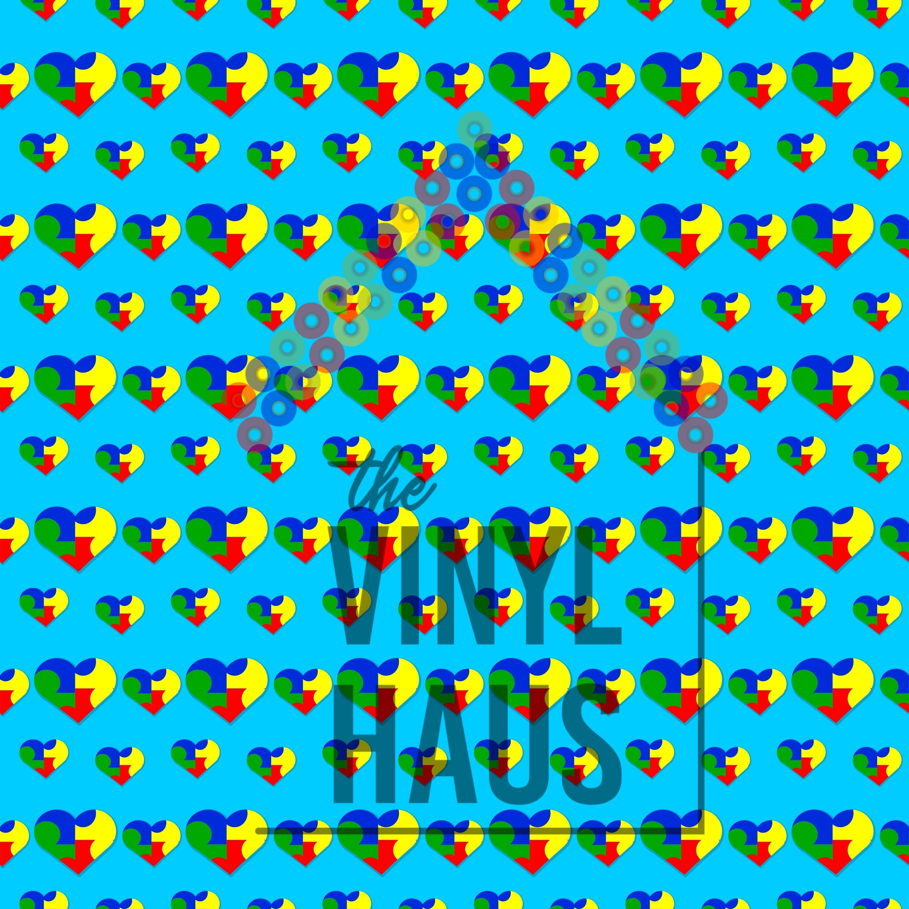 Autism Hearts Pattern Vinyl 12" x 12" - The Vinyl Haus Main image