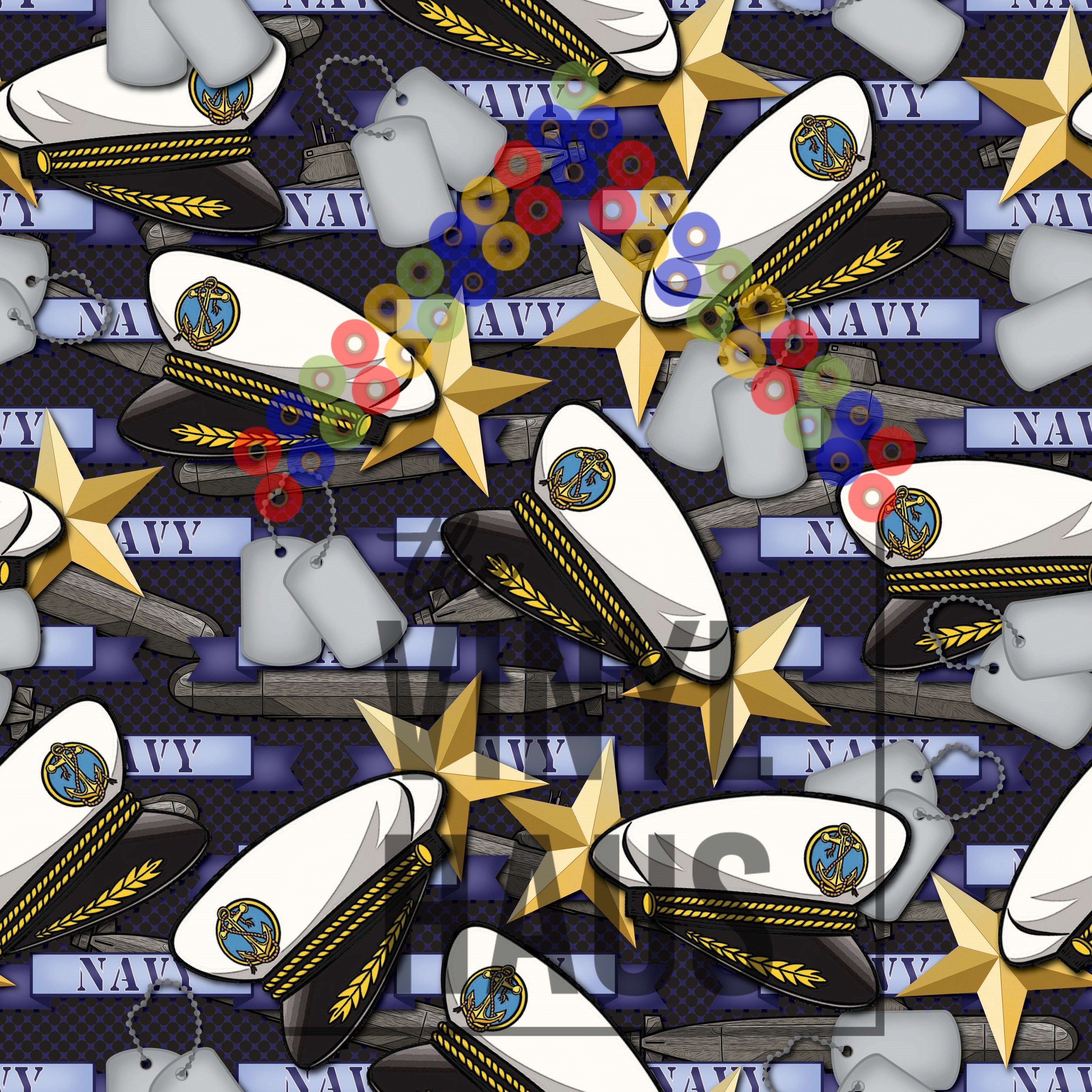 Navy Cap Pattern Vinyl 12" x 12" - The Vinyl Haus Main image