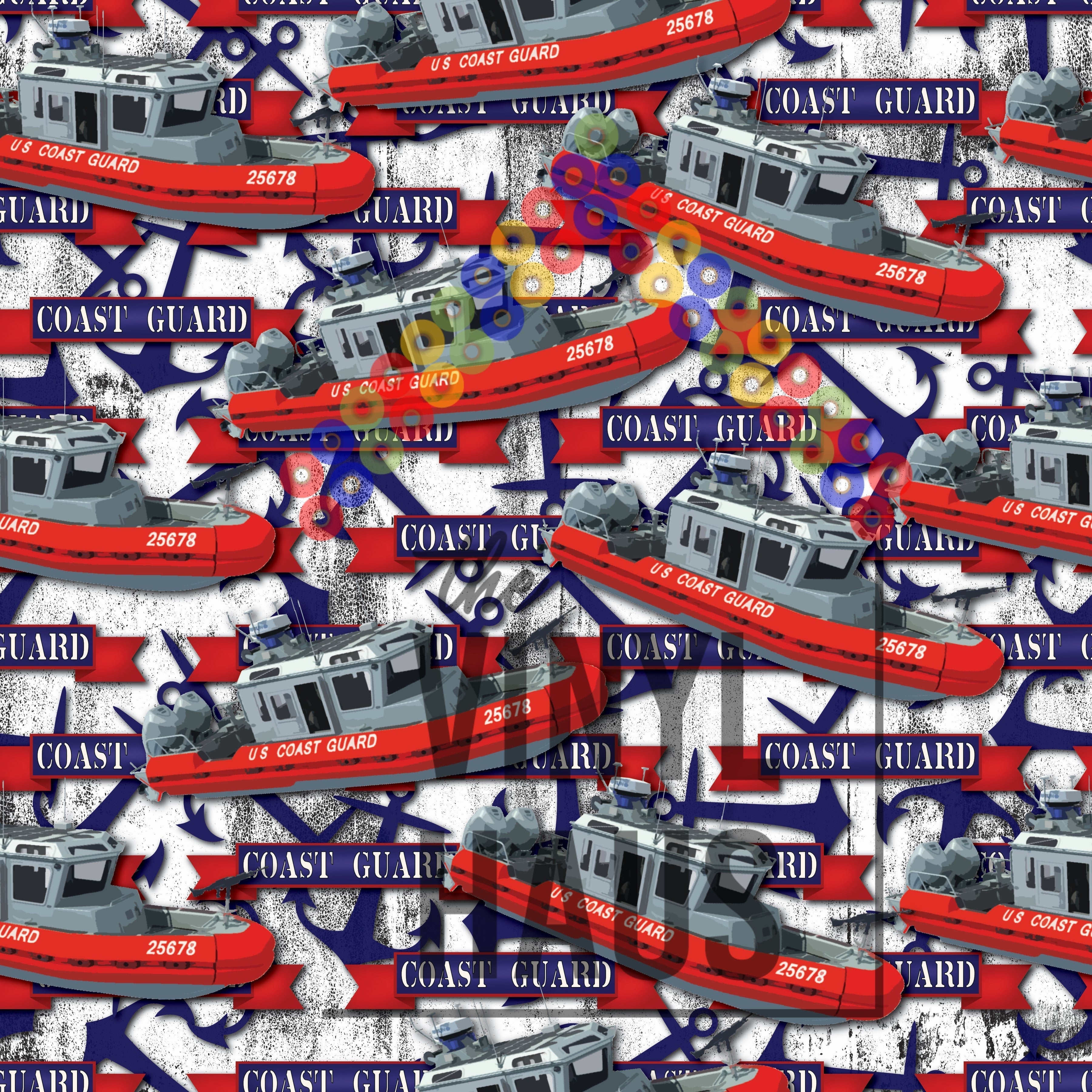 Coast Guard Boat Pattern Vinyl 12" x 12" - The Vinyl Haus