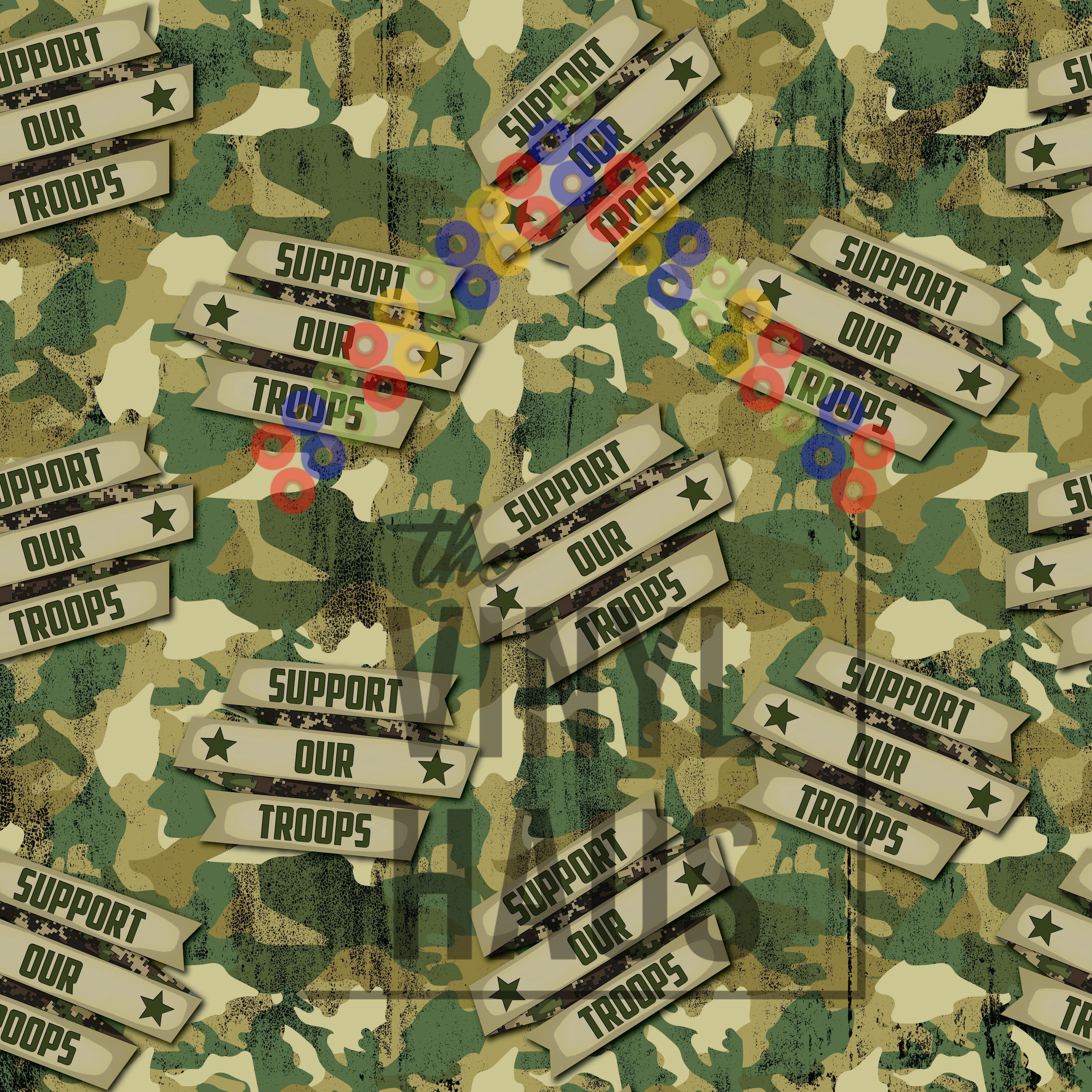 Support Our Troops Pattern Vinyl 12" x 12" - The Vinyl Haus Main image