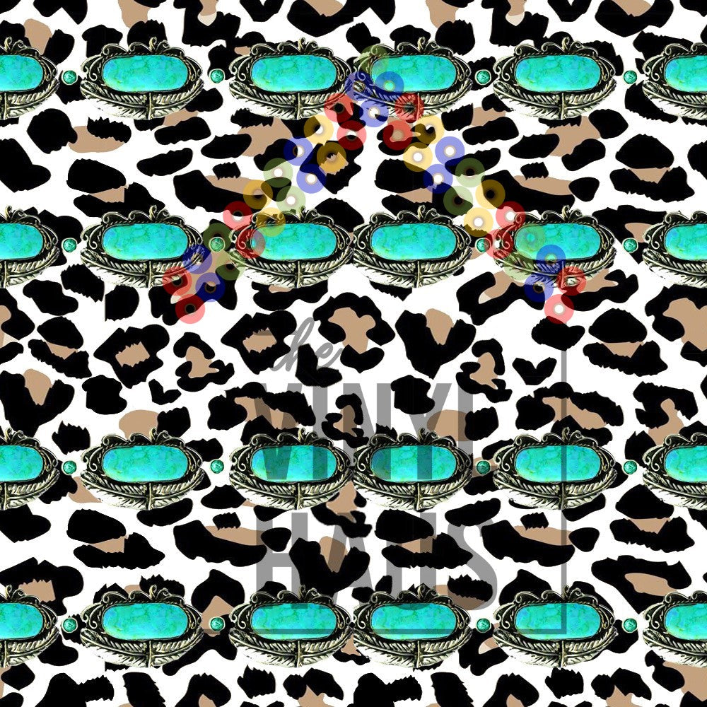 Cheetah with Turquoise Stones Pattern Vinyl 12" x 12" - The Vinyl Haus