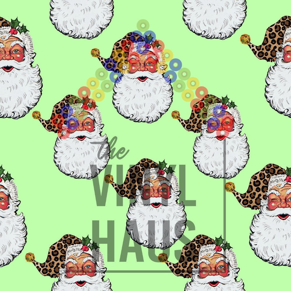 Santa with Green Background Pattern Vinyl 12" x 12" - The Vinyl Haus Main image