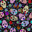 Sugar Skull Black Background Pattern Vinyl 12" x 12" - The Vinyl Haus
