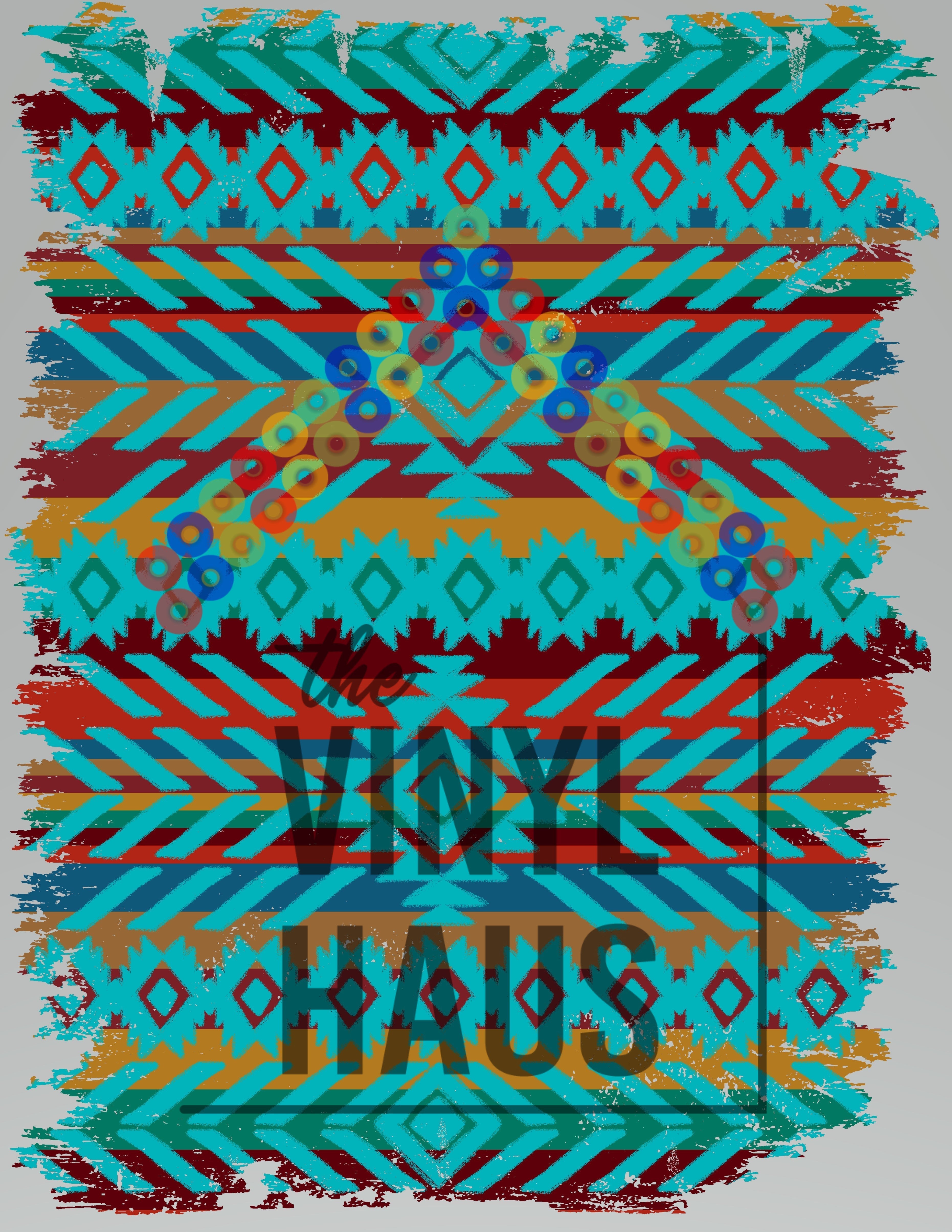 Blue Aztec Pattern Vinyl 12" x 9" - The Vinyl Haus Main image