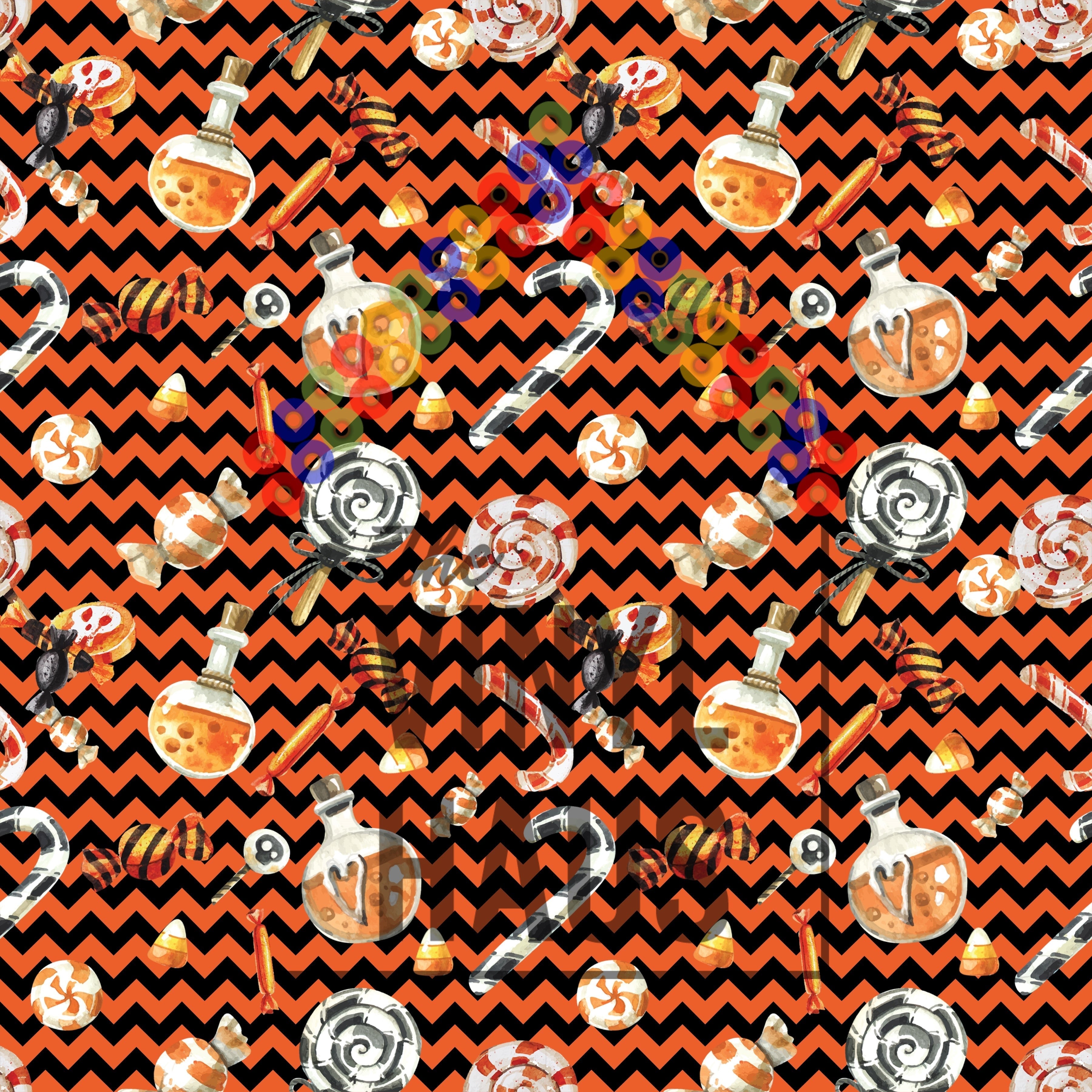 Halloween Candy with Chevron Pattern Vinyl 12" x 12" - The Vinyl Haus Main image